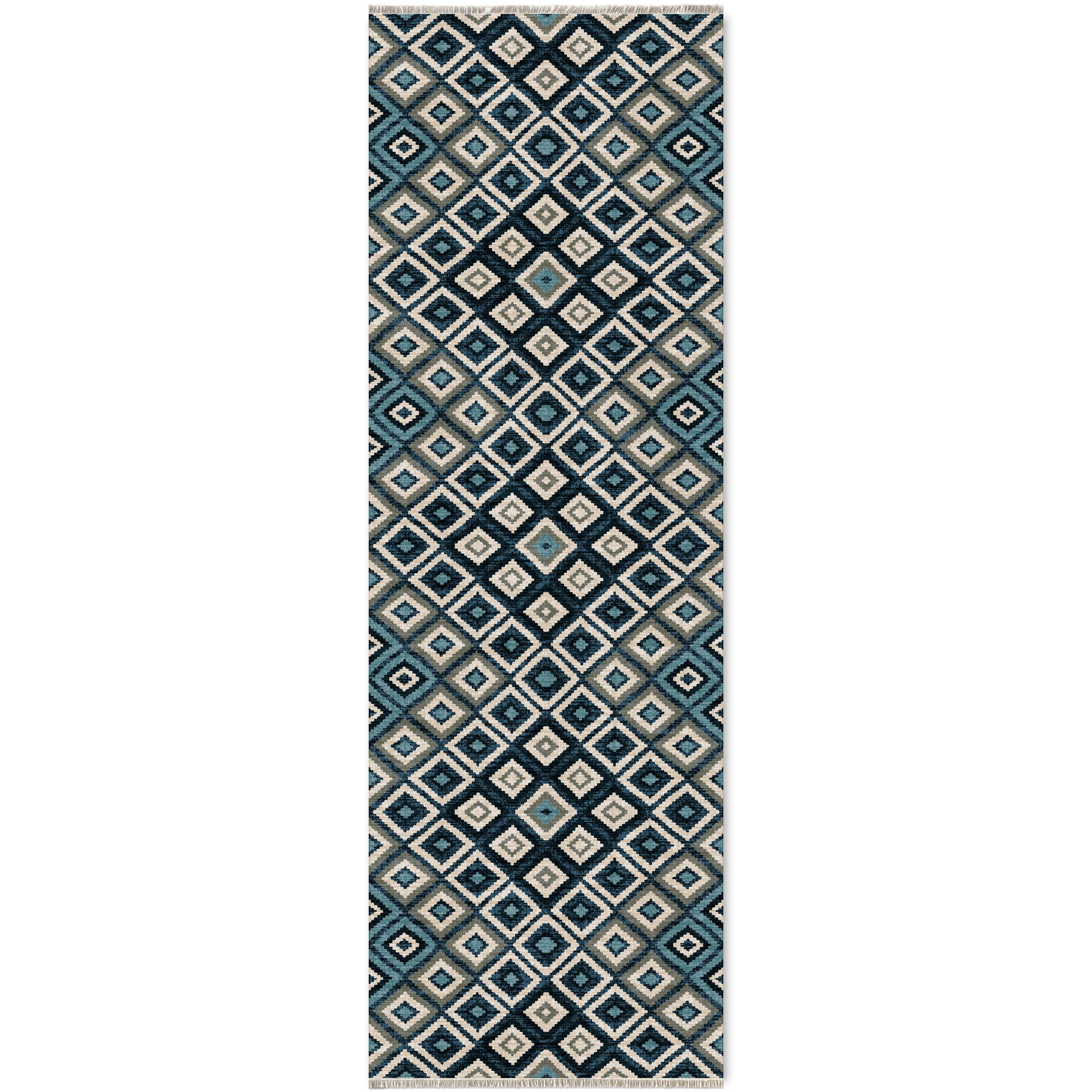 Netline Home Blue Navy Green Khaki Ethnic Classic Machine Washable Chenille Rug Design 444-02 - Gallery Image 6 - Netline Home