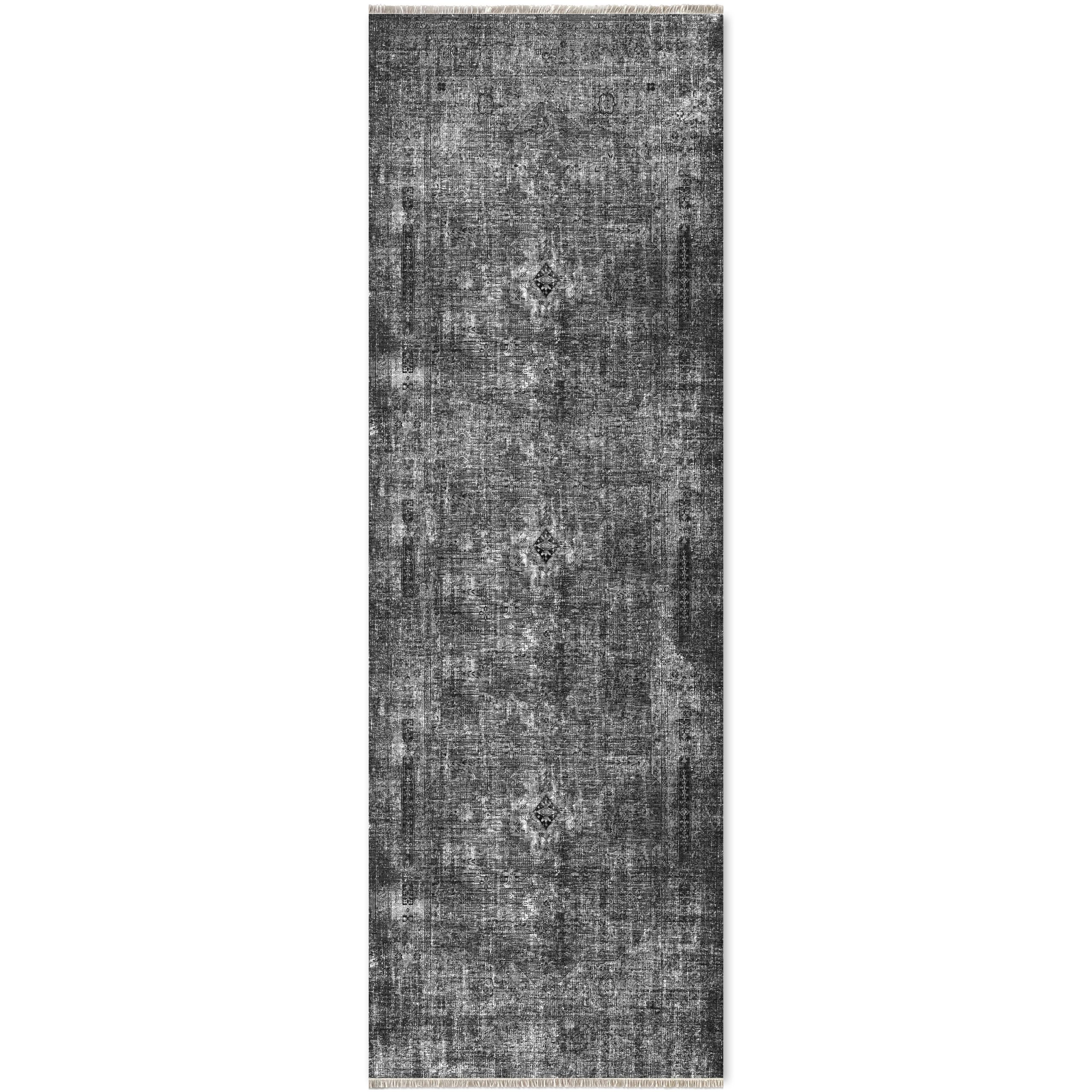 Netline Home Black Anthracite Vintage Machine Washable Chenille Rug Design 53-01 - Gallery Image 6 - Netline Home