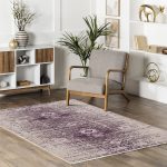 Kaymaz pamuk taban şönil halı kilim 2239-01 Mor - Görsel 8