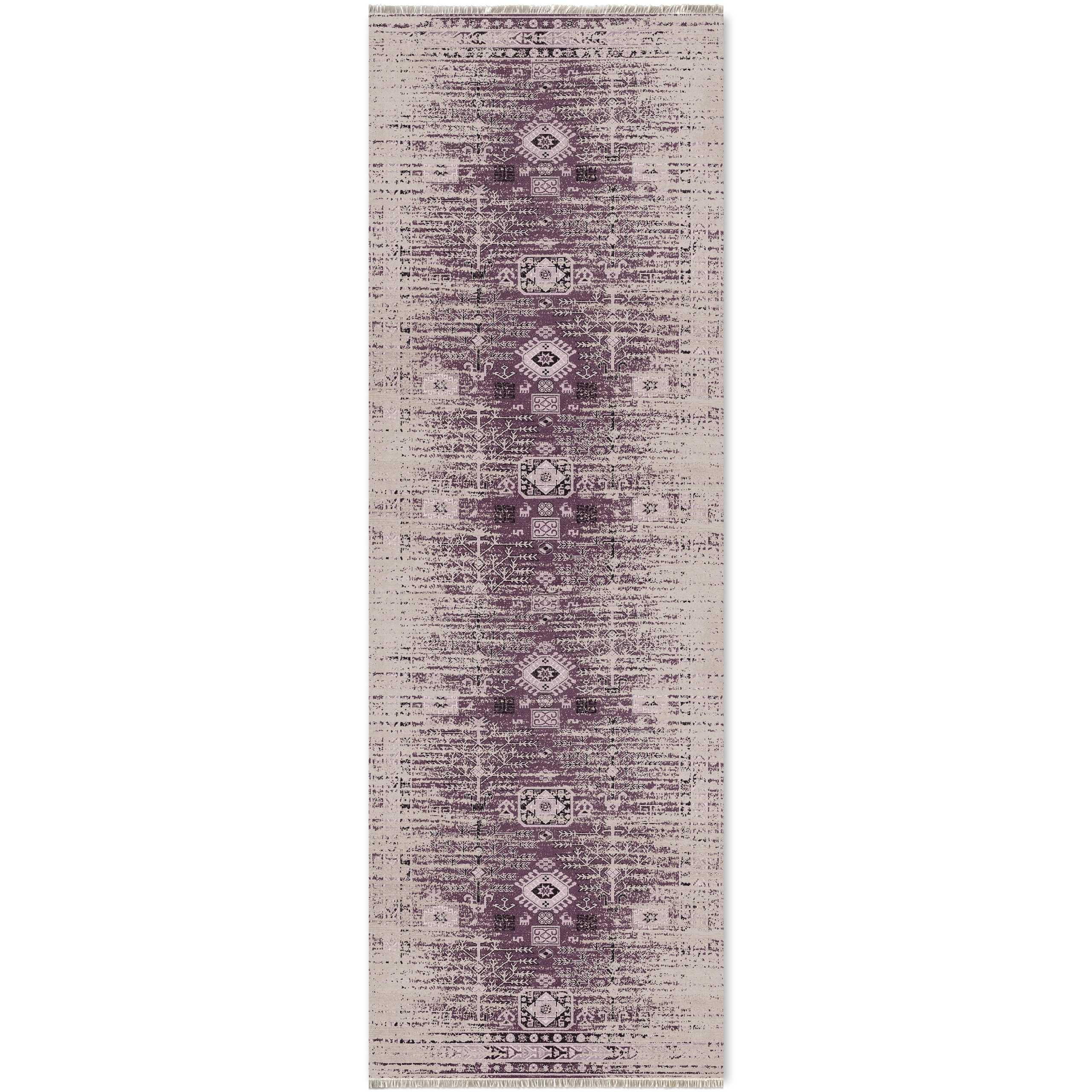 Netline Home Lilac Purple Vintage Machine Washable Chenille Rug Design 2239-01 - Gallery Image 6 - Netline Home