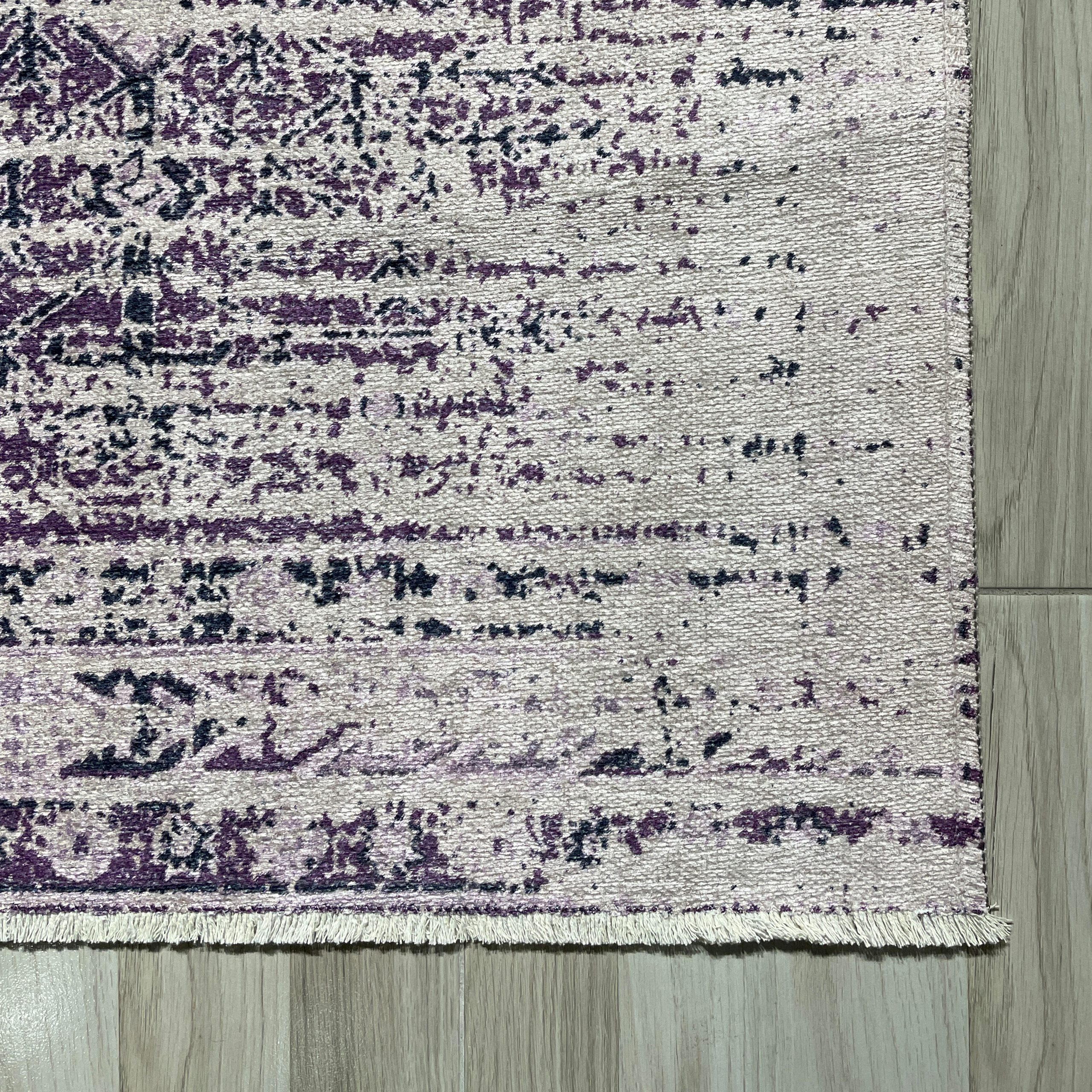 Netline Home Lilac Purple Vintage Machine Washable Chenille Rug Design 2239-01 - Detailed Photoshoot - Netline Home