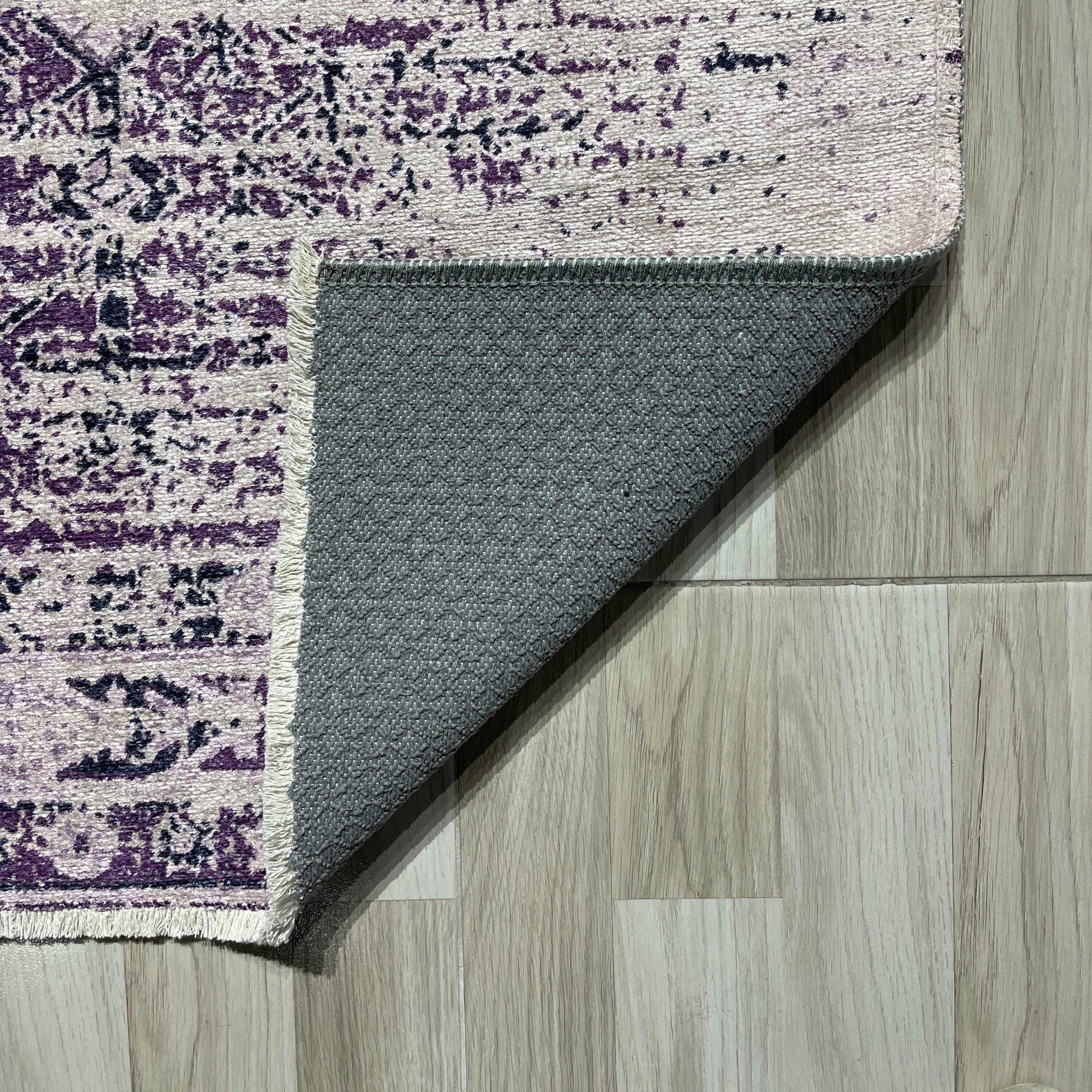 Netline Home Lilac Purple Vintage Machine Washable Chenille Rug Design 2239-01 - Gallery Image 3 - Netline Home