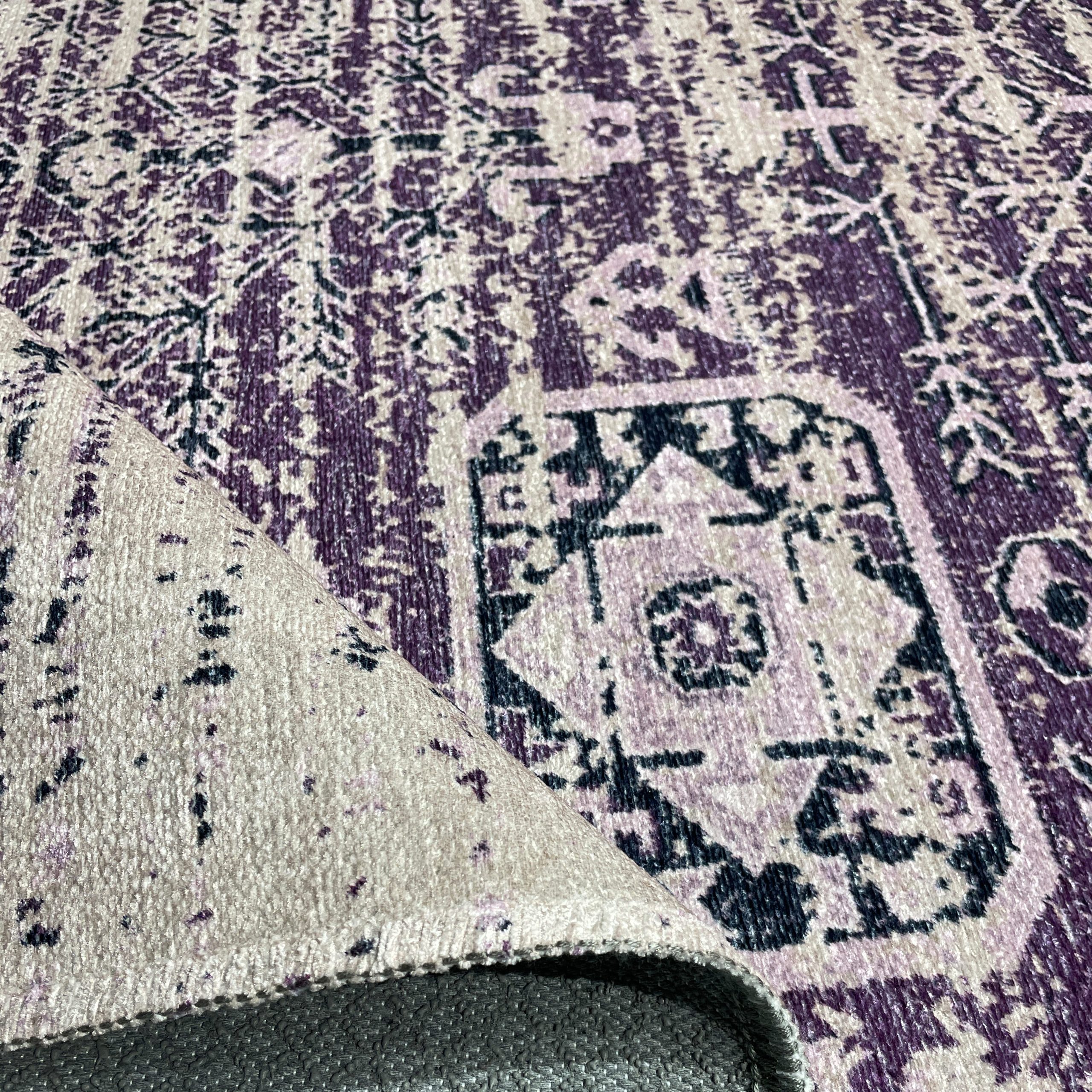 Netline Home Lilac Purple Vintage Machine Washable Chenille Rug Design 2239-01 - Gallery Image 4 - Netline Home