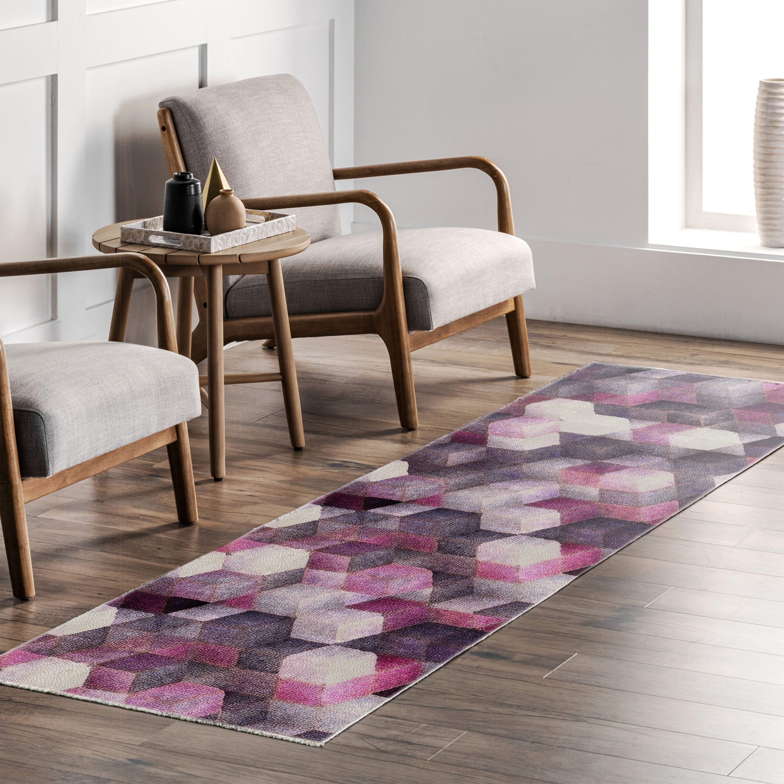 Netline Home Lilac Purple Modern Machine Washable Chenille Rug Design 325-01 - Gallery Image 6 - Netline Home