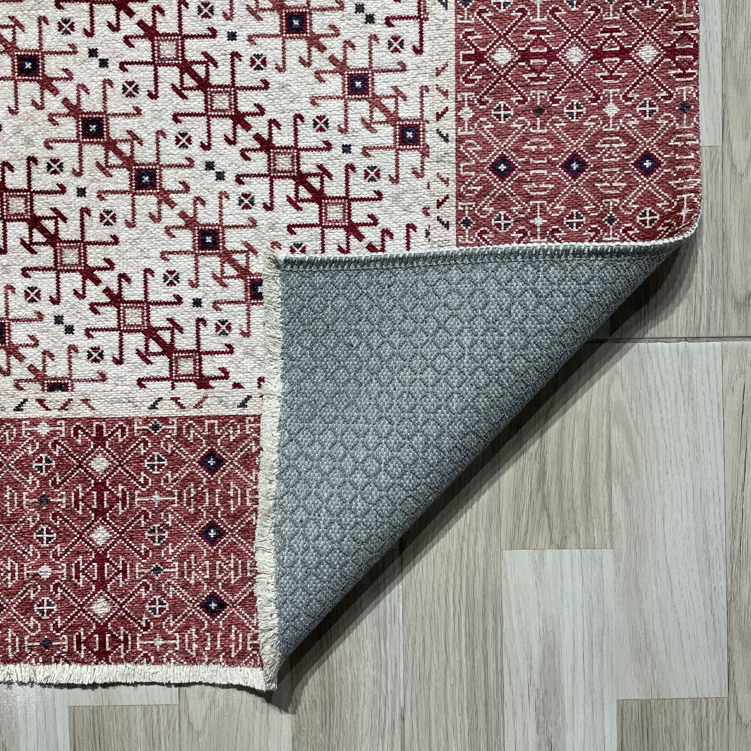 Netline Home Orange Terracotta Ethnic Classic Machine Washable Chenille Rug Design 342-01 - Gallery Image 3 - Netline Home