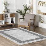 Kaymaz pamuk taban şönil halı kilim 380-02 Antrasit çerçeve - Görsel 8