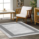 Kaymaz pamuk taban şönil halı kilim 380-02 Antrasit çerçeve - Görsel 5