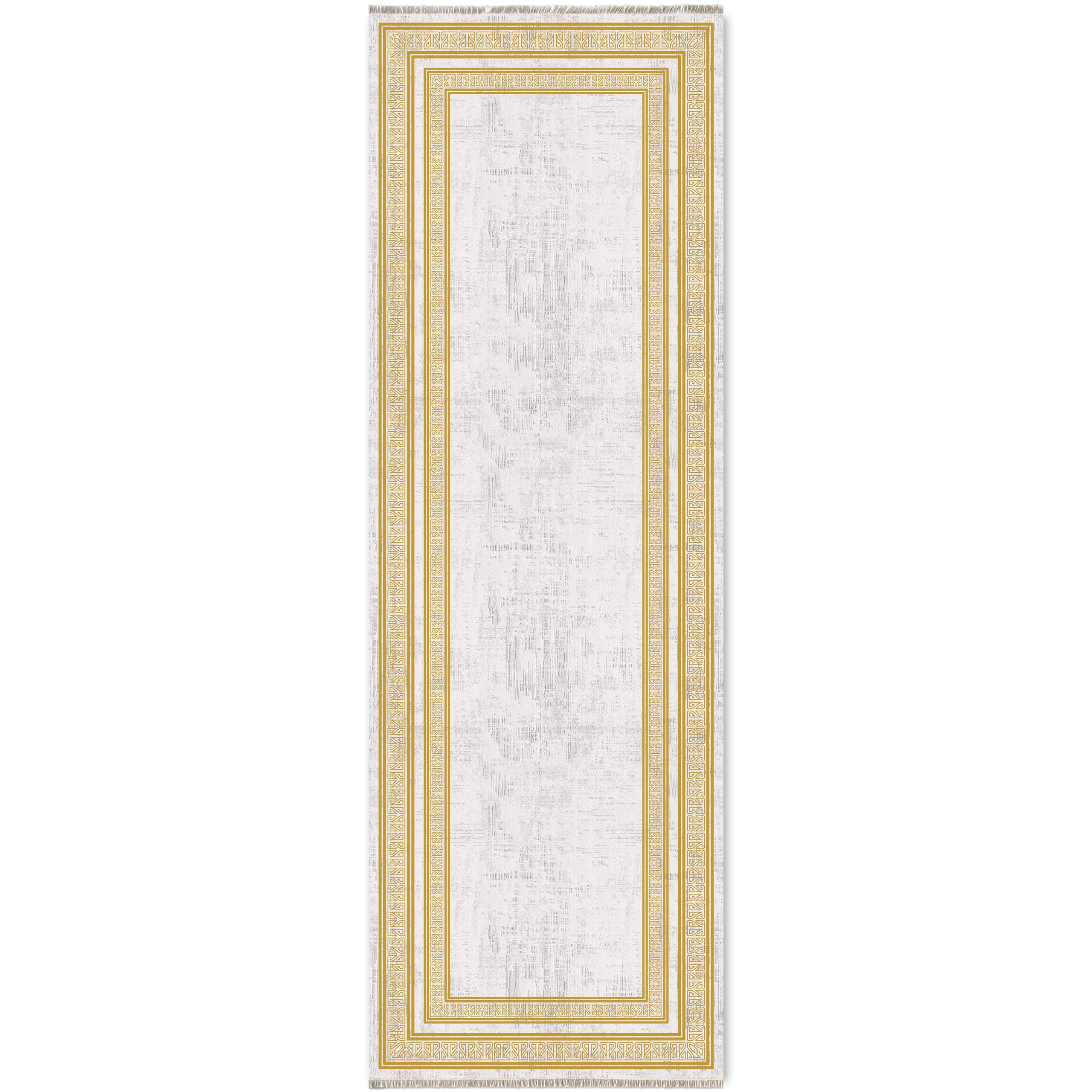 Netline Home Gray Silver Yellow Gold Classic Modern Machine Washable Chenille Rug Design 383-01 - Gallery Image 6 - Netline Home
