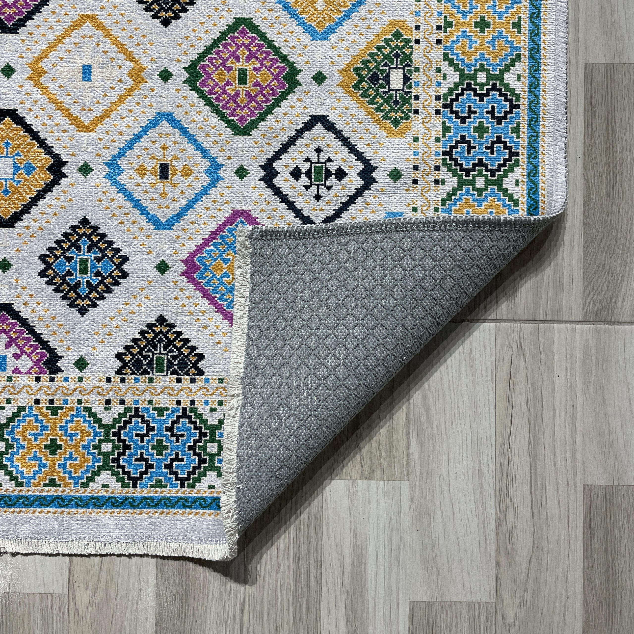 Netline Home Yellow Gold Ethnic Machine Washable Chenille Rug Design 404-01 - Gallery Image 3 - Netline Home
