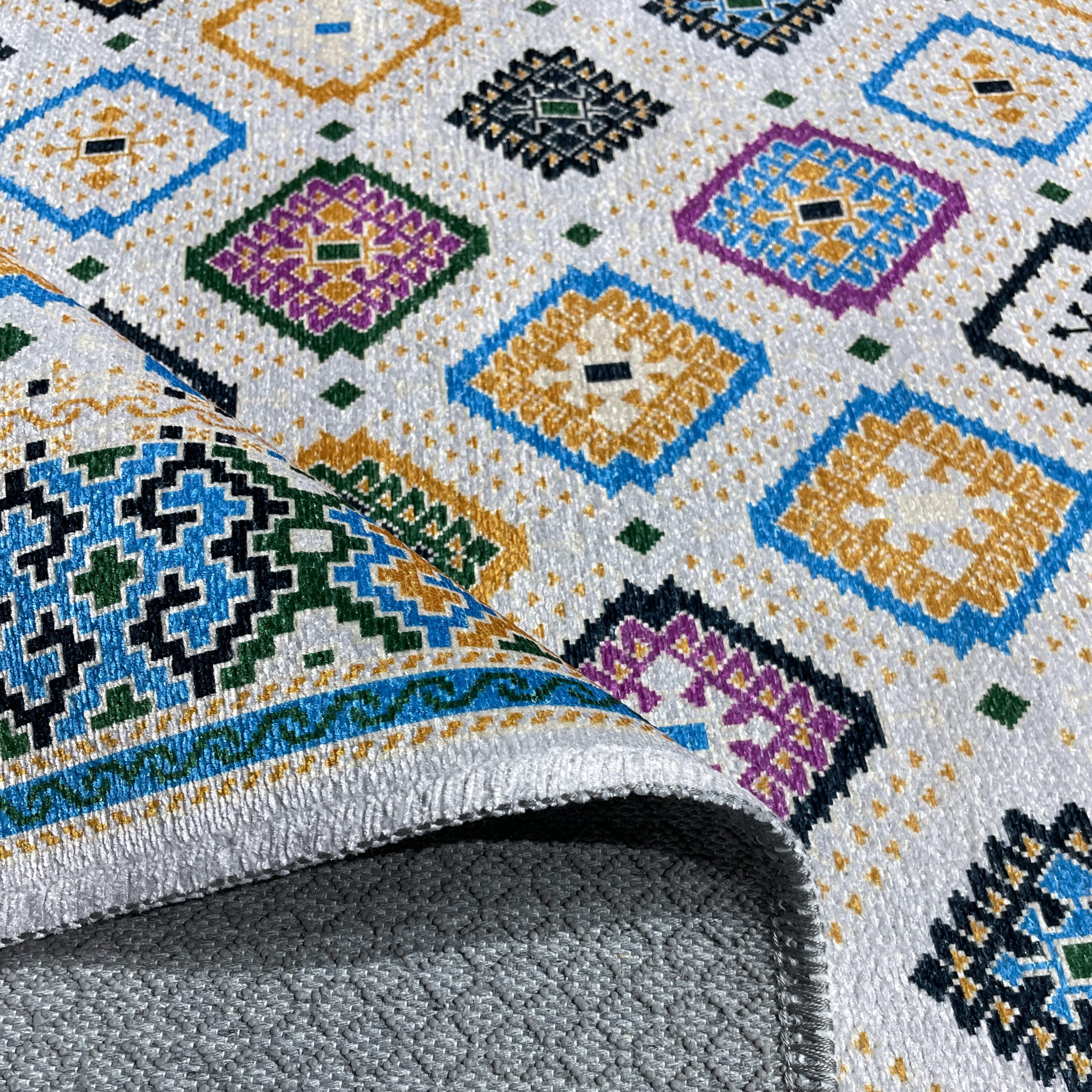 Netline Home Yellow Gold Ethnic Machine Washable Chenille Rug Design 404-01 - Gallery Image 4 - Netline Home