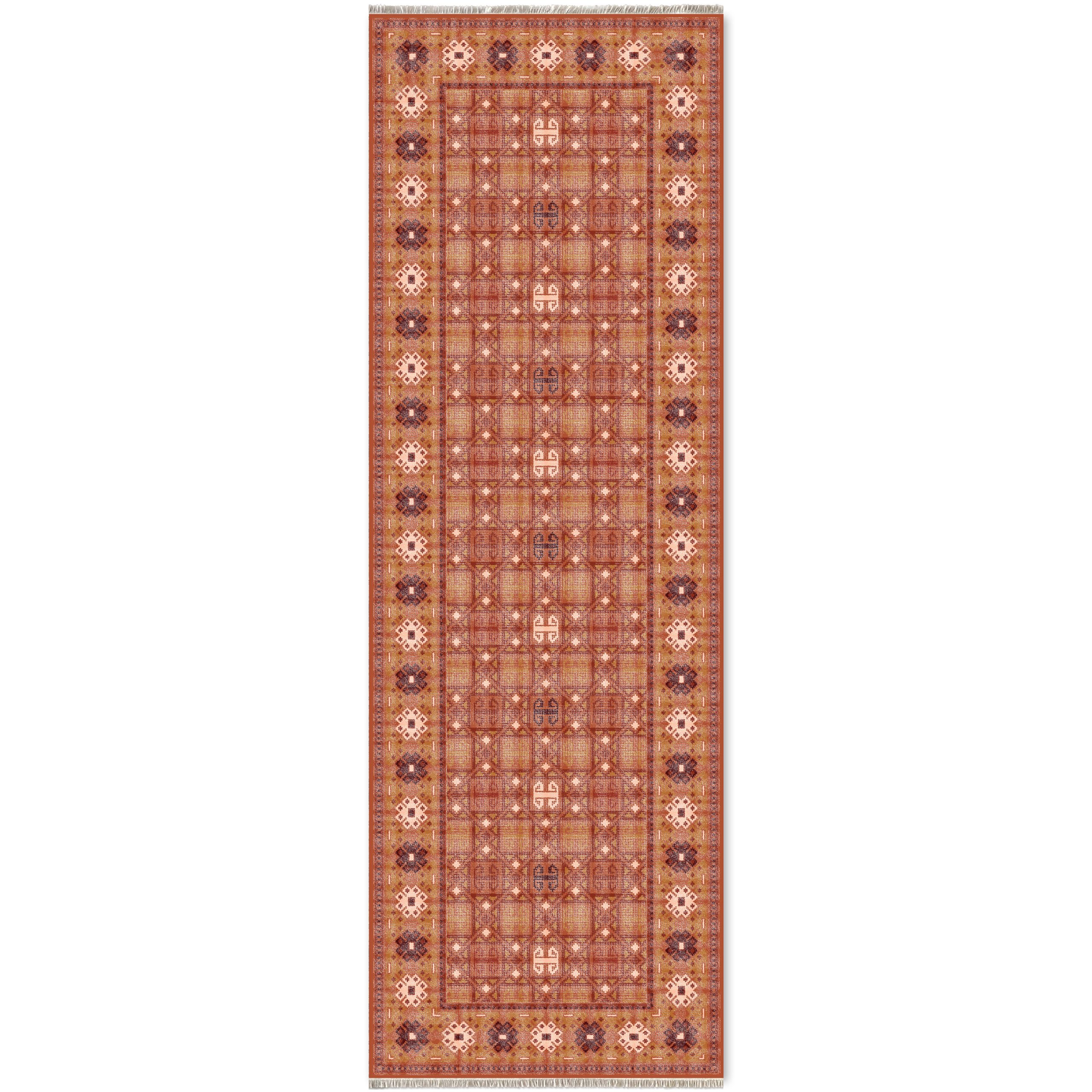Netline Home Orange Terracotta Ethnic Machine Washable Chenille Rug Design 411-01 - Gallery Image 6 - Netline Home