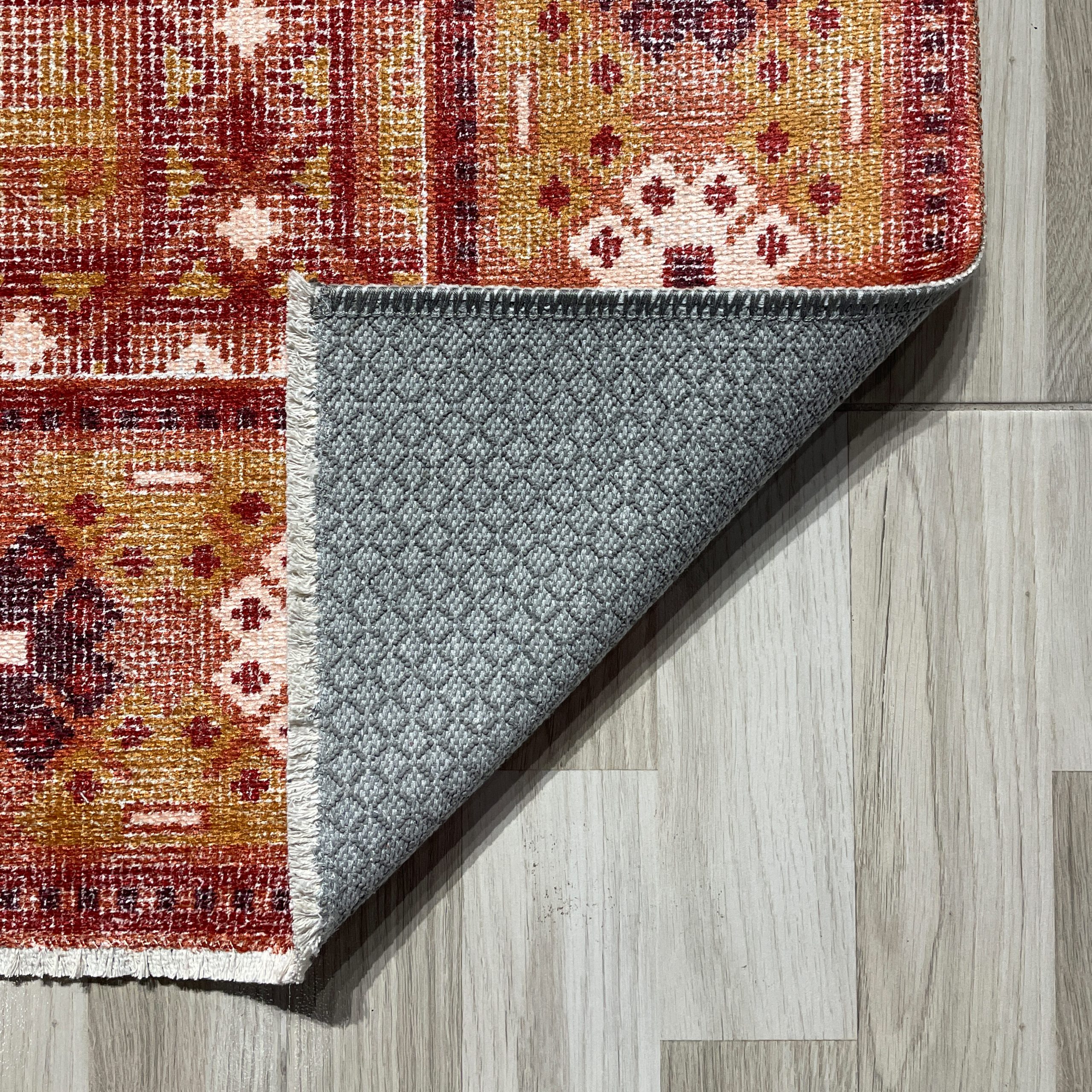Netline Home Orange Terracotta Ethnic Machine Washable Chenille Rug Design 411-01 - Gallery Image 3 - Netline Home