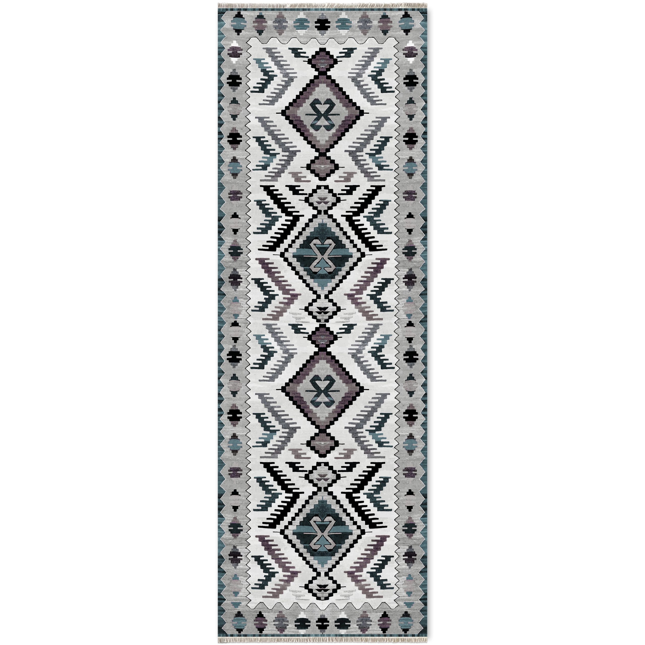 Netline Home Green Khaki Ethnic Machine Washable Chenille Rug Design 440-02 - Gallery Image 6 - Netline Home