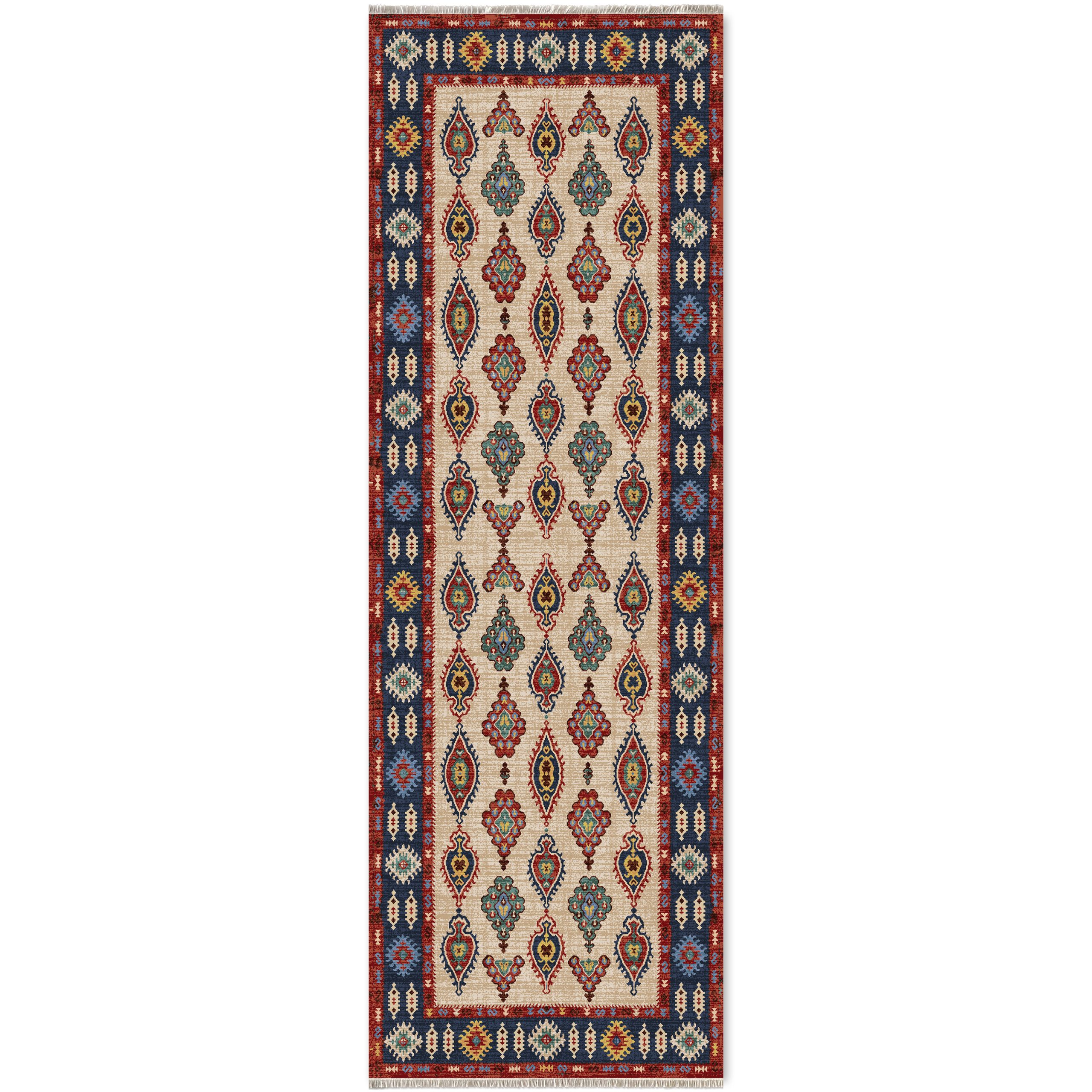 Netline Home Blue Navy Mink Brown Ethnic Classic Machine Washable Chenille Rug Design 446-01 - Gallery Image 6 - Netline Home