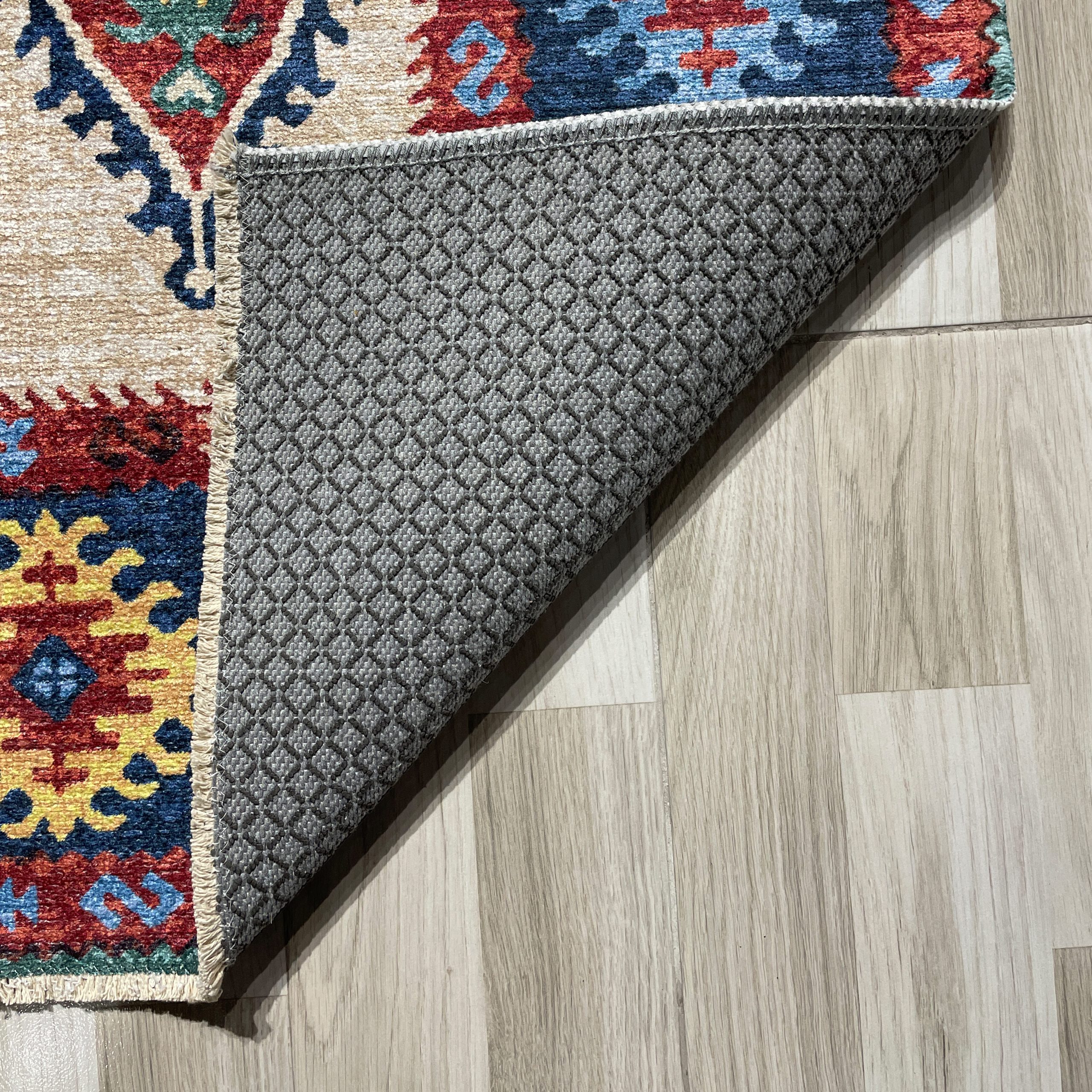 Netline Home Blue Navy Mink Brown Ethnic Classic Machine Washable Chenille Rug Design 446-01 - Gallery Image 3 - Netline Home