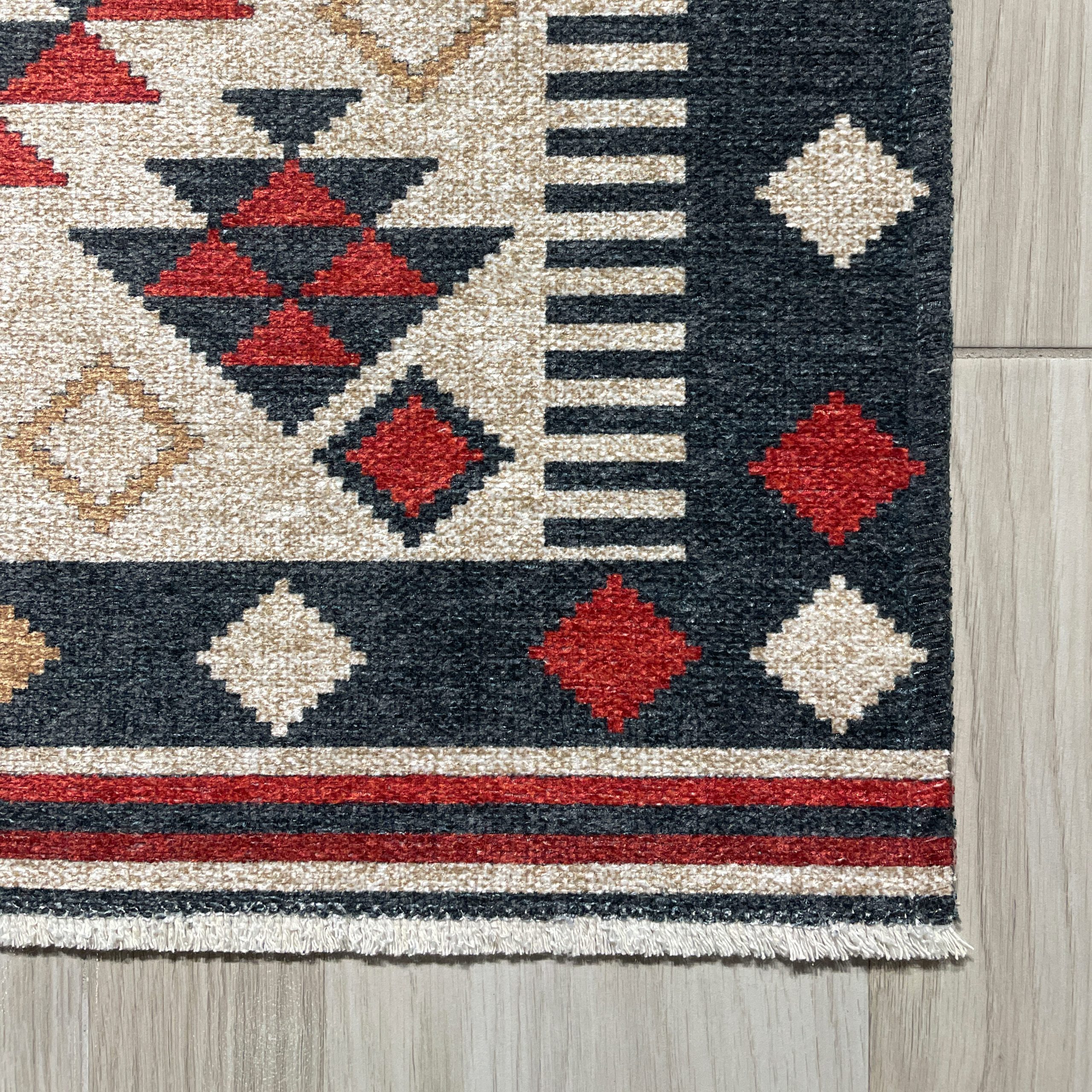 Netline Home Mink Brown Ethnic Classic Machine Washable Chenille Rug Design 450-02 - Detailed Photoshoot - Netline Home