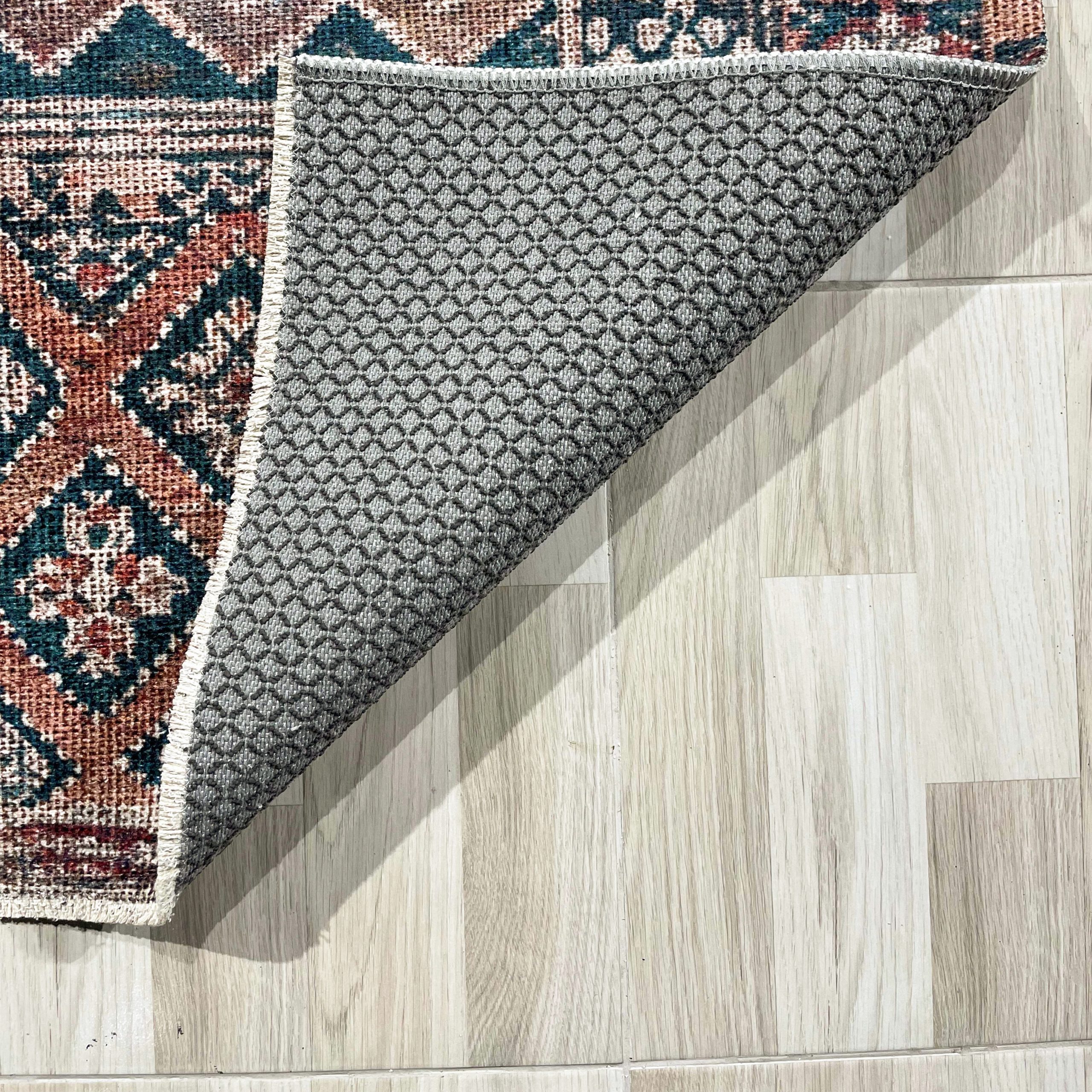 Netline Home Mink Brown Green Khaki Ethnic Machine Washable Chenille Rug Design 608-01 - Gallery Image 3 - Netline Home