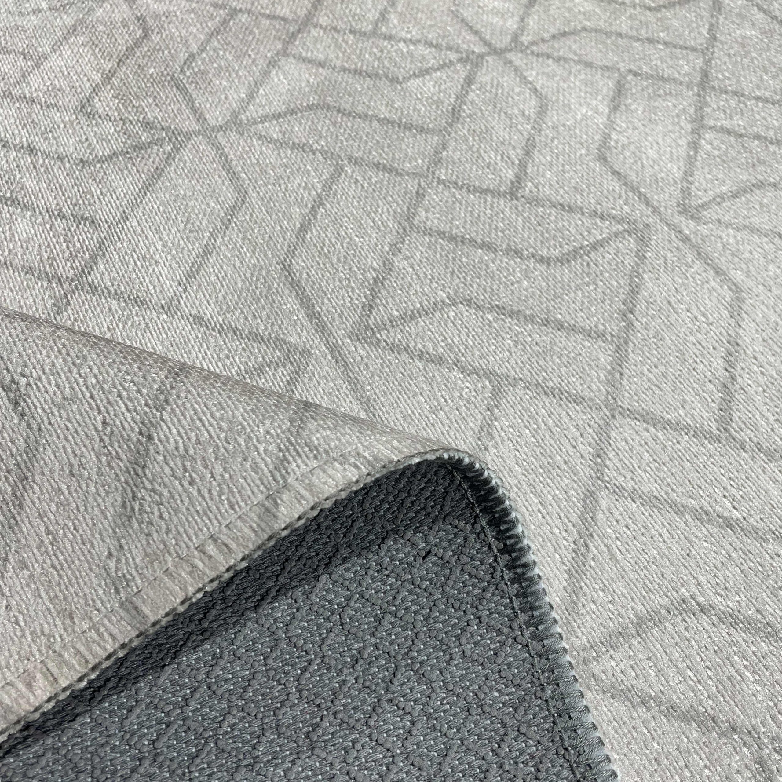 Netline Home Gray Silver Cream White Modern Machine Washable Chenille Rug Design 600-02 - Gallery Image 4 - Netline Home
