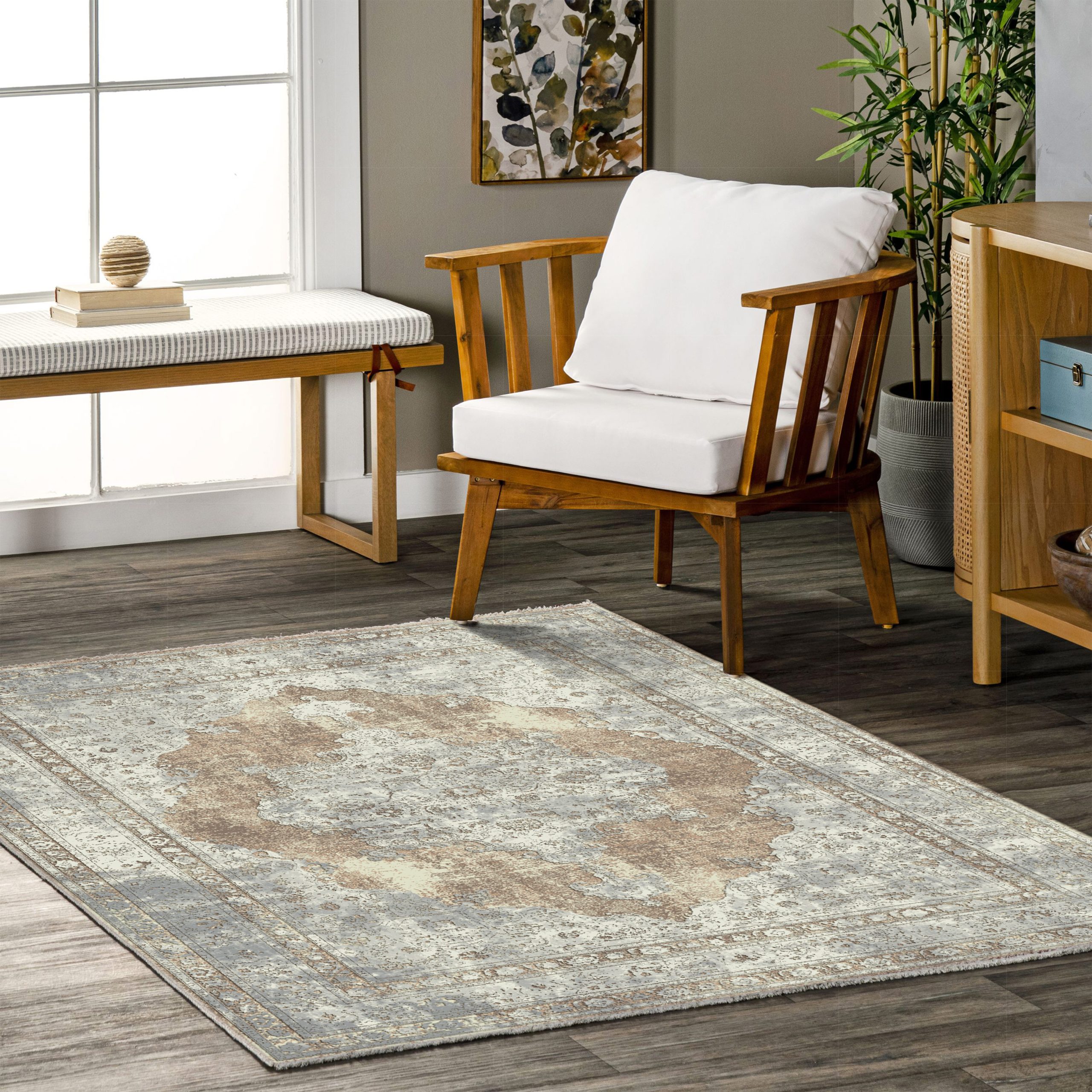Netline Home Mink Brown Classic Vintage Machine Washable Chenille Rug Design 0461-01 - Gallery Image 5 - Netline Home