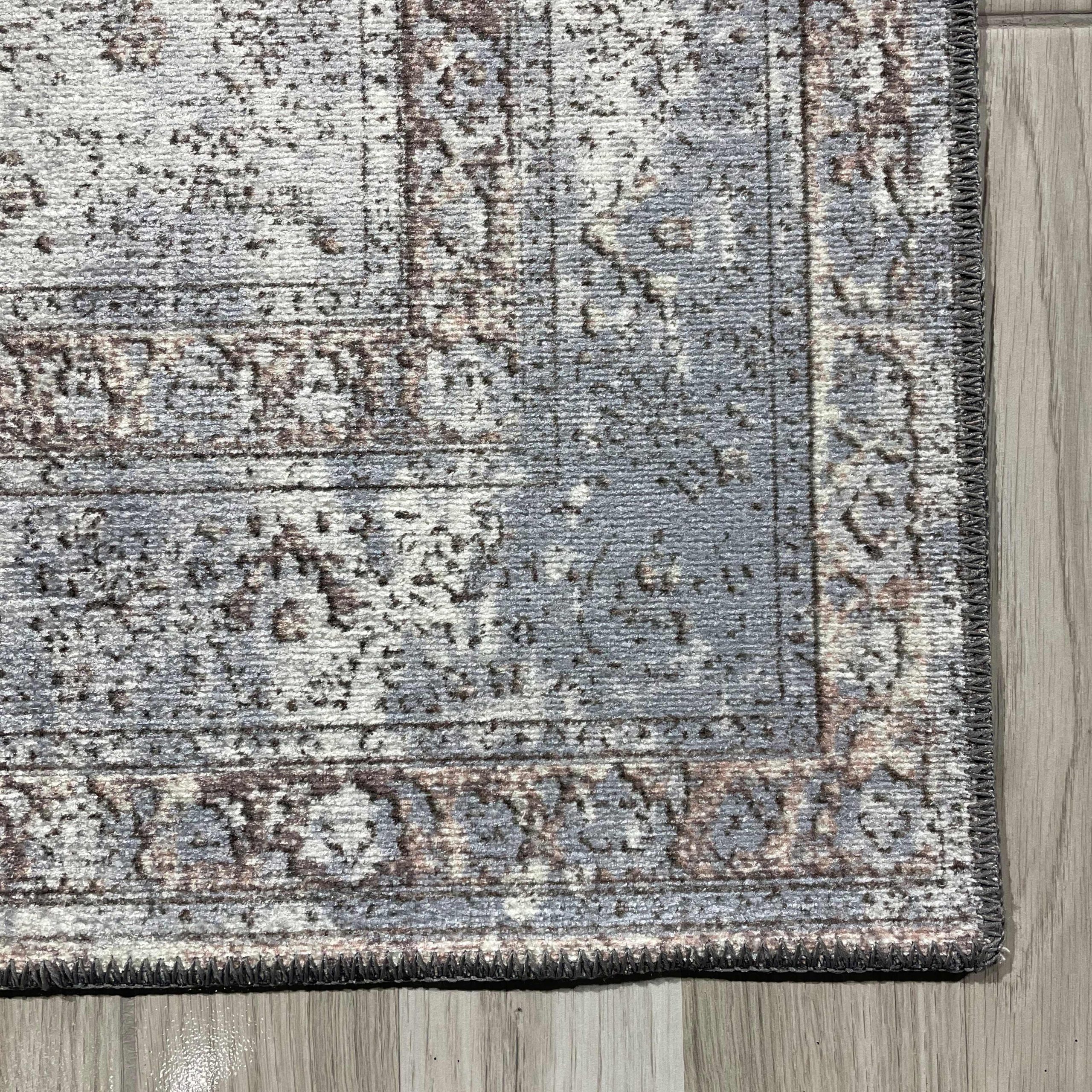 Netline Home Mink Brown Classic Vintage Machine Washable Chenille Rug Design 0461-01 - Detailed Photoshoot - Netline Home