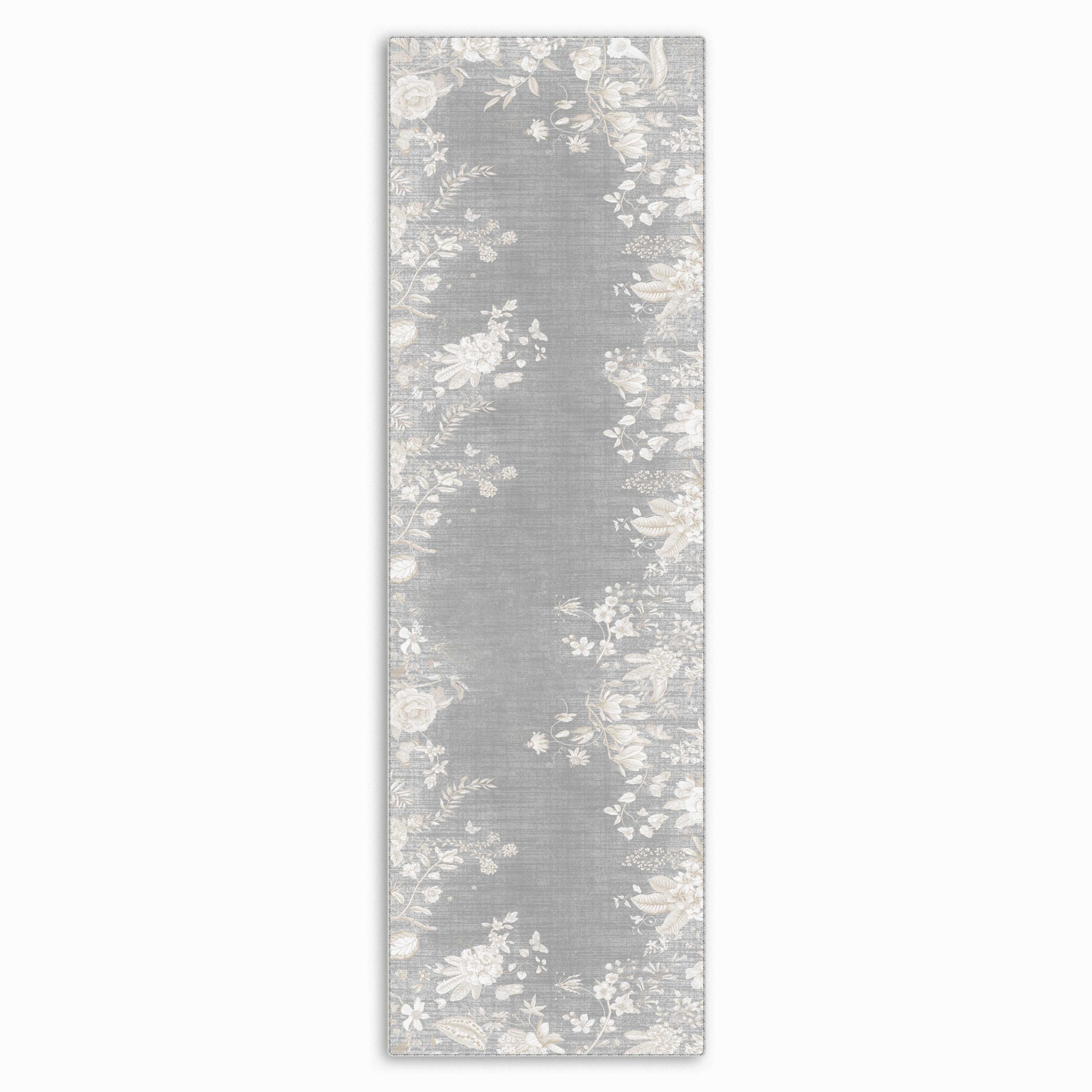 Netline Home Gray Silver Classic Modern Machine Washable Chenille Rug Design 2340-01 - Gallery Image 4 - Netline Home