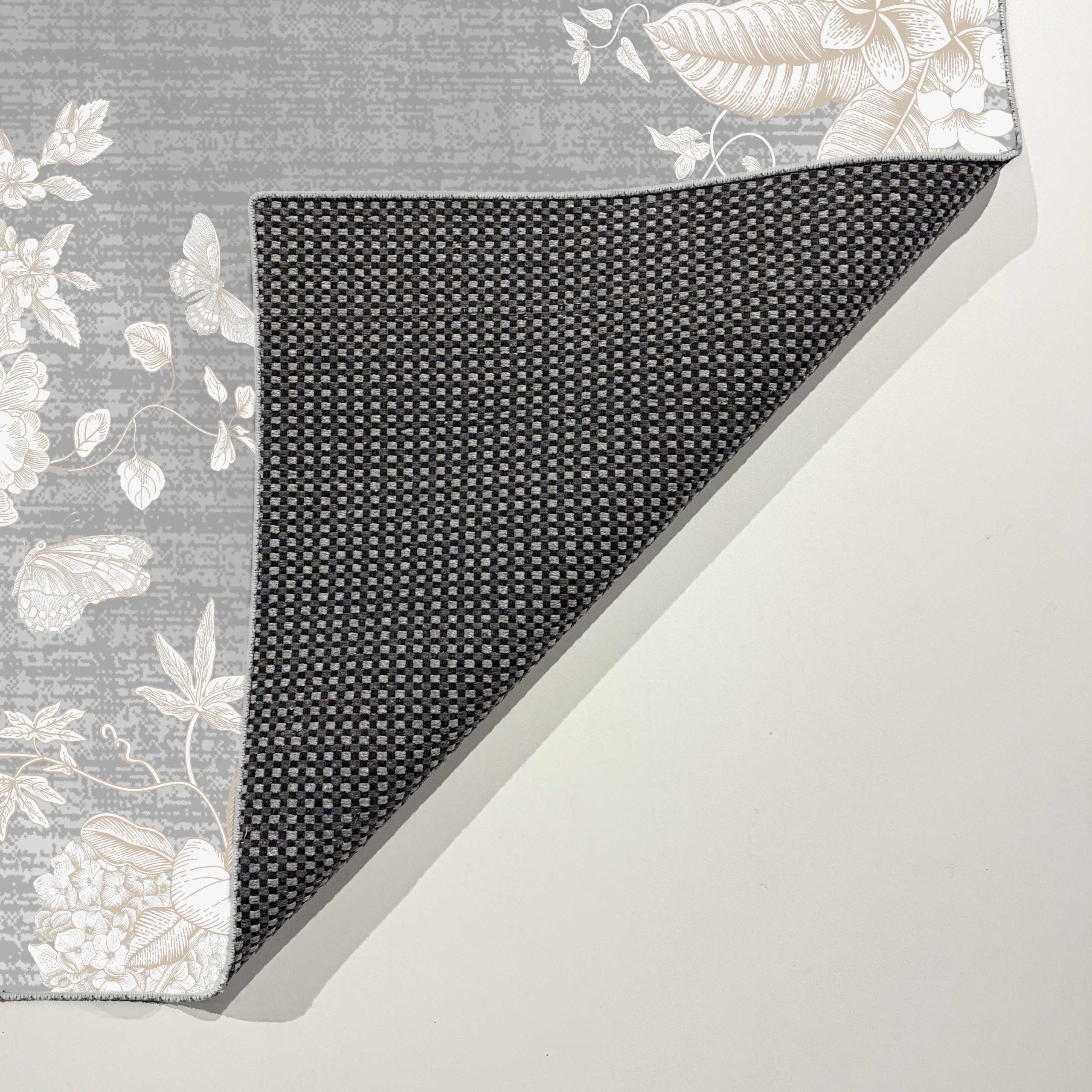 Netline Home Gray Silver Classic Modern Machine Washable Chenille Rug Design 2340-01 - Gallery Image 3 - Netline Home