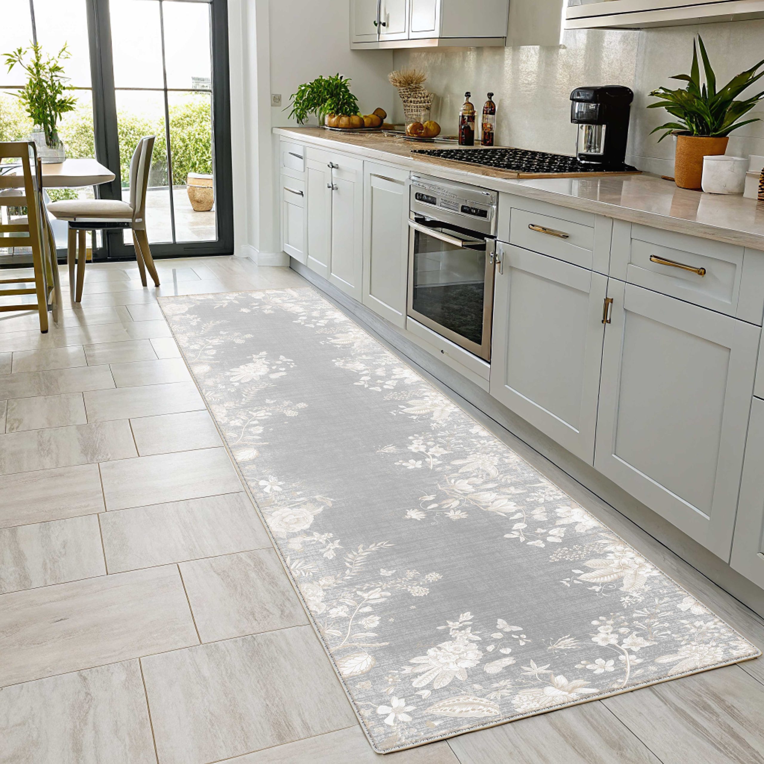 Netline Home Gray Silver Classic Modern Machine Washable Chenille Rug Design 2340-01 - Gallery Image 5 - Netline Home