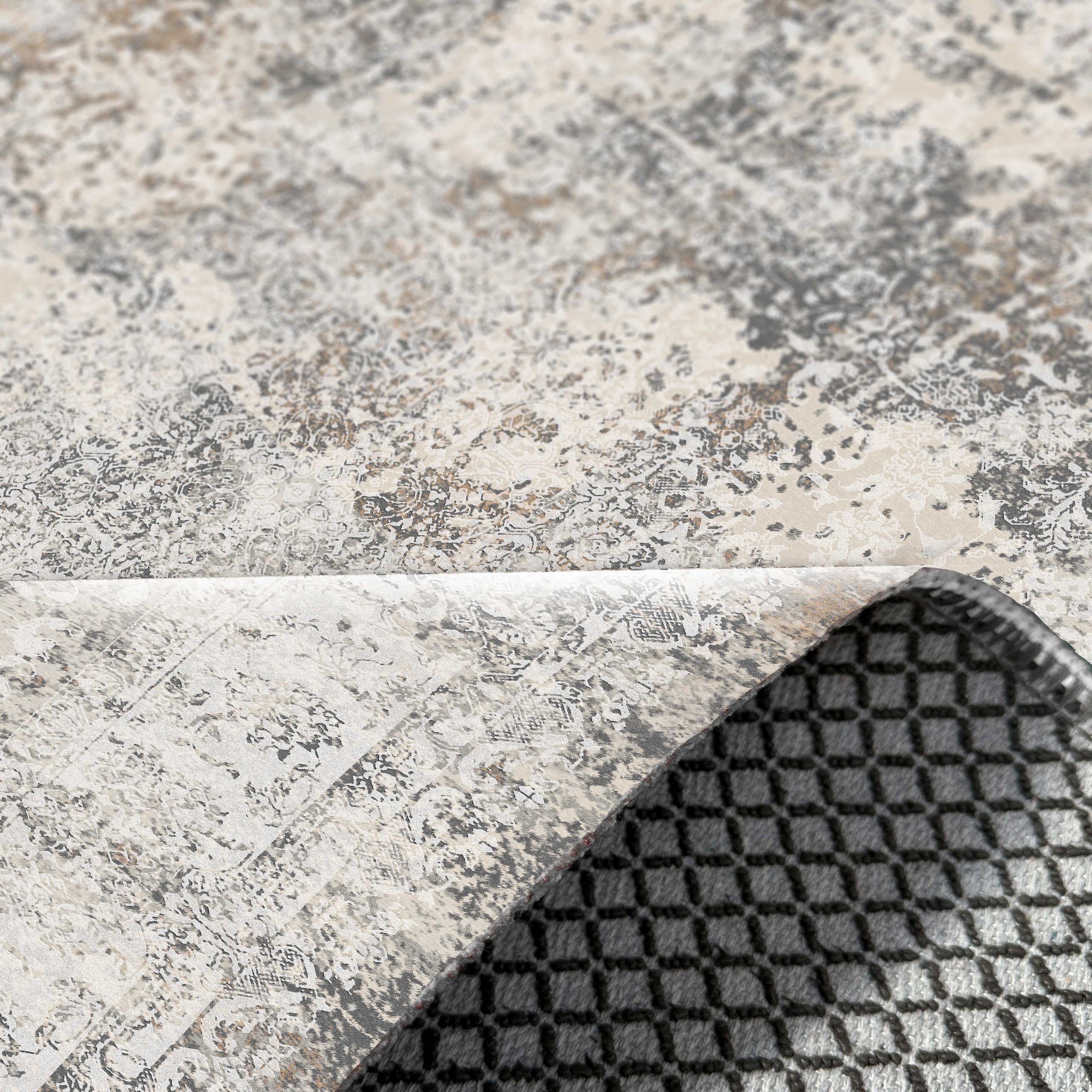 Netline Home Cream White Classic Vintage Machine Washable Chenille Rug Design 190-01 - Gallery Image 5 - Netline Home