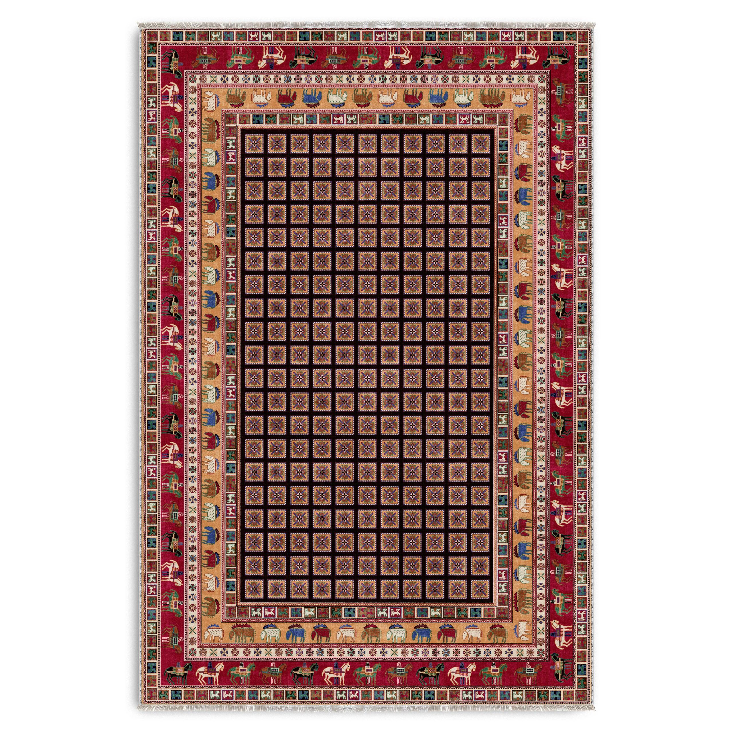 3023-4-03 Kaymaz pamuk taban şönil halı kilim 3023-04 - Görsel 1