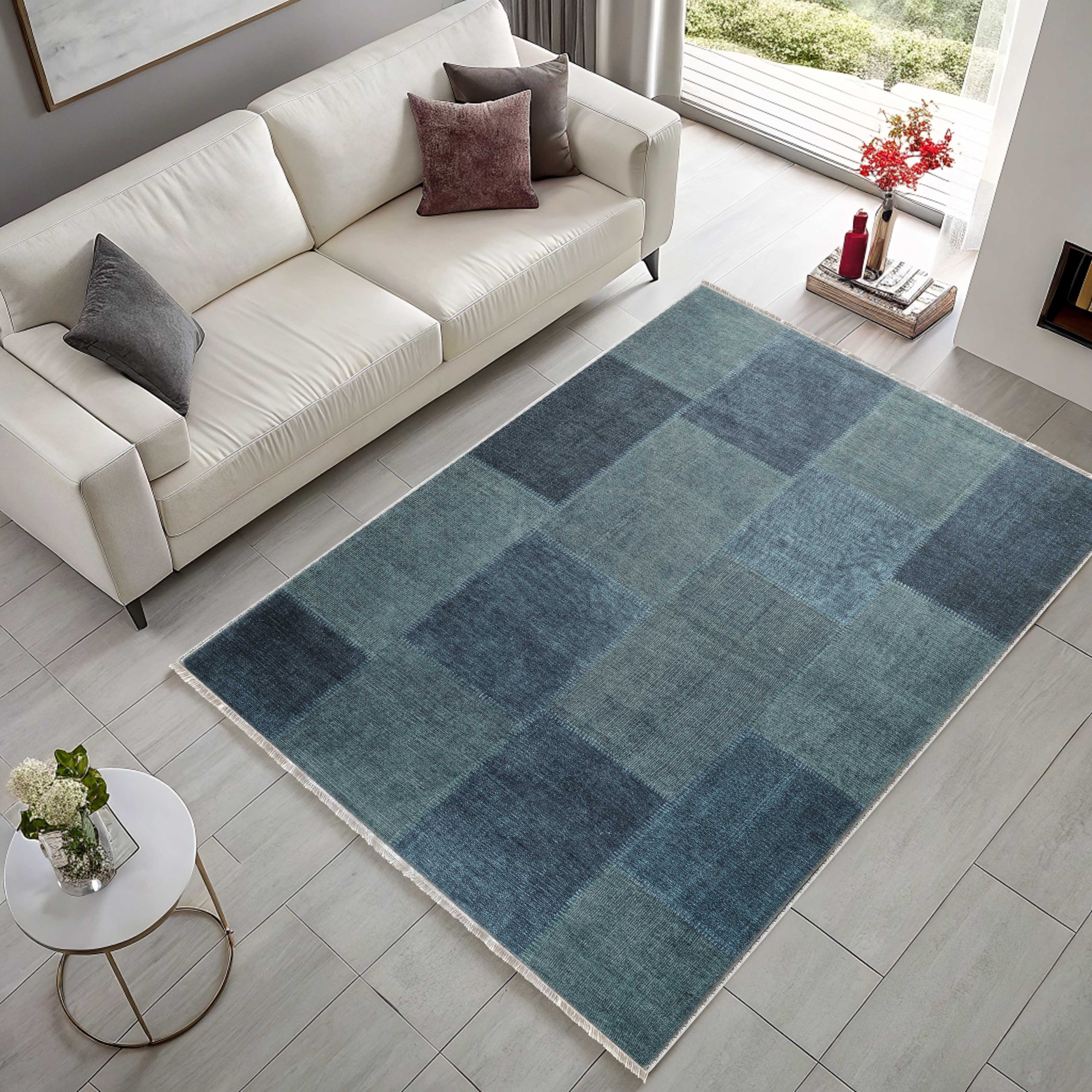Netline Home Blue Navy Ethnic Classic Vintage Machine Washable Chenille Rug Design 3020-01 - Detailed Photoshoot - Netline Home