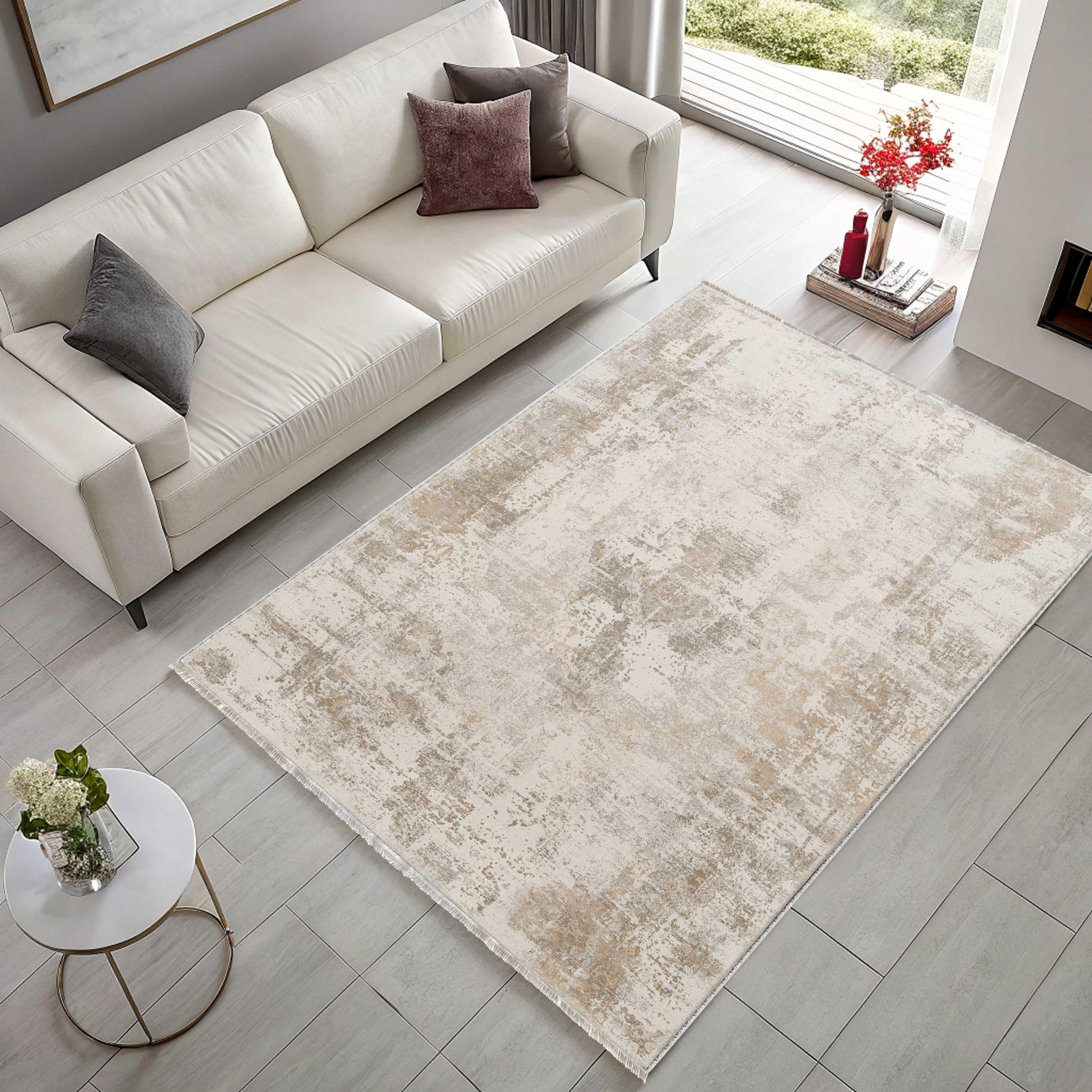 Netline Home Mink Brown Ethnic Classic Vintage Machine Washable Chenille Rug Design 485-01 - Detailed Photoshoot - Netline Home