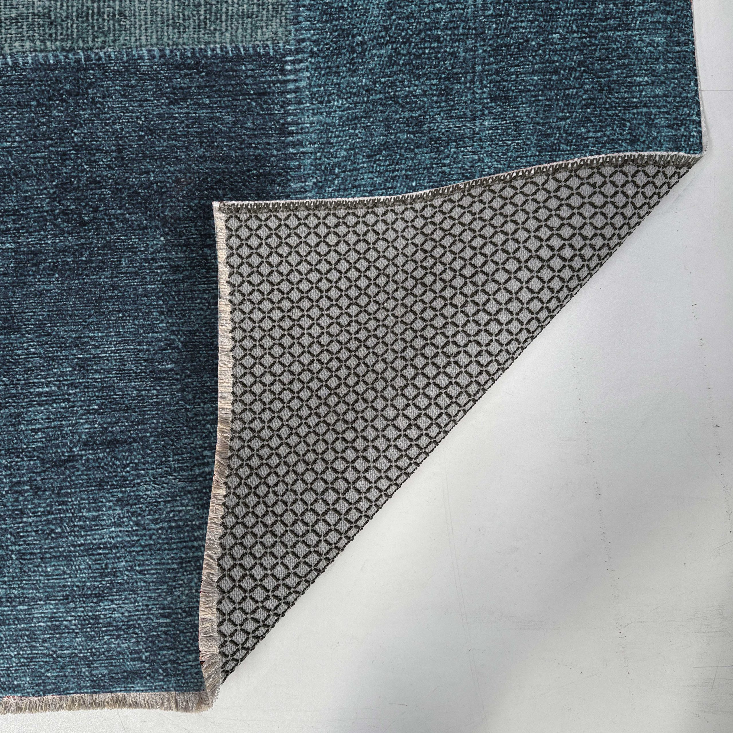 Netline Home Blue Navy Ethnic Classic Vintage Machine Washable Chenille Rug Design 3020-01 - Gallery Image 4 - Netline Home