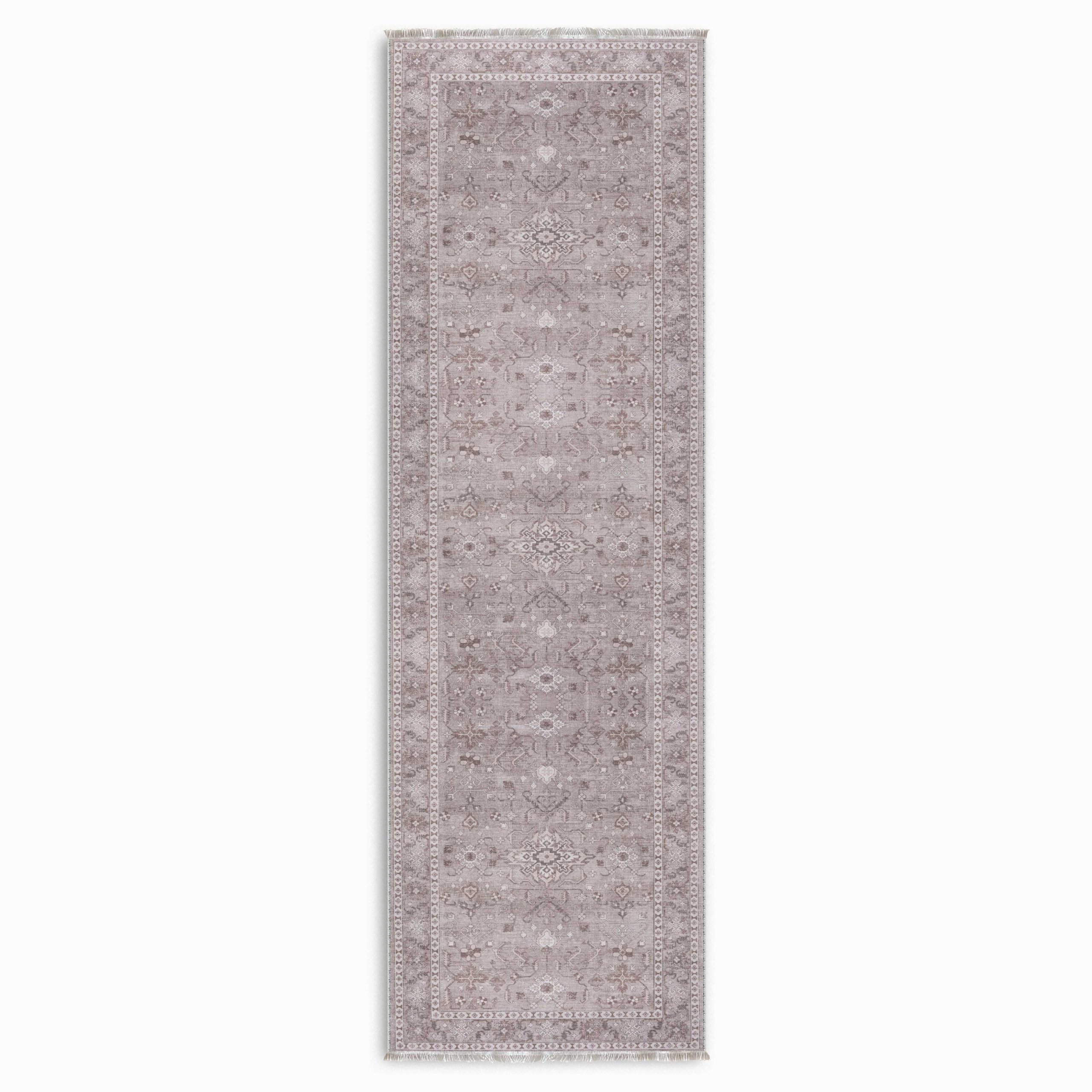 Netline Home Gray Silver Ethnic Classic Vintage Machine Washable Chenille Rug Design 3004-01 - Gallery Image 5 - Netline Home