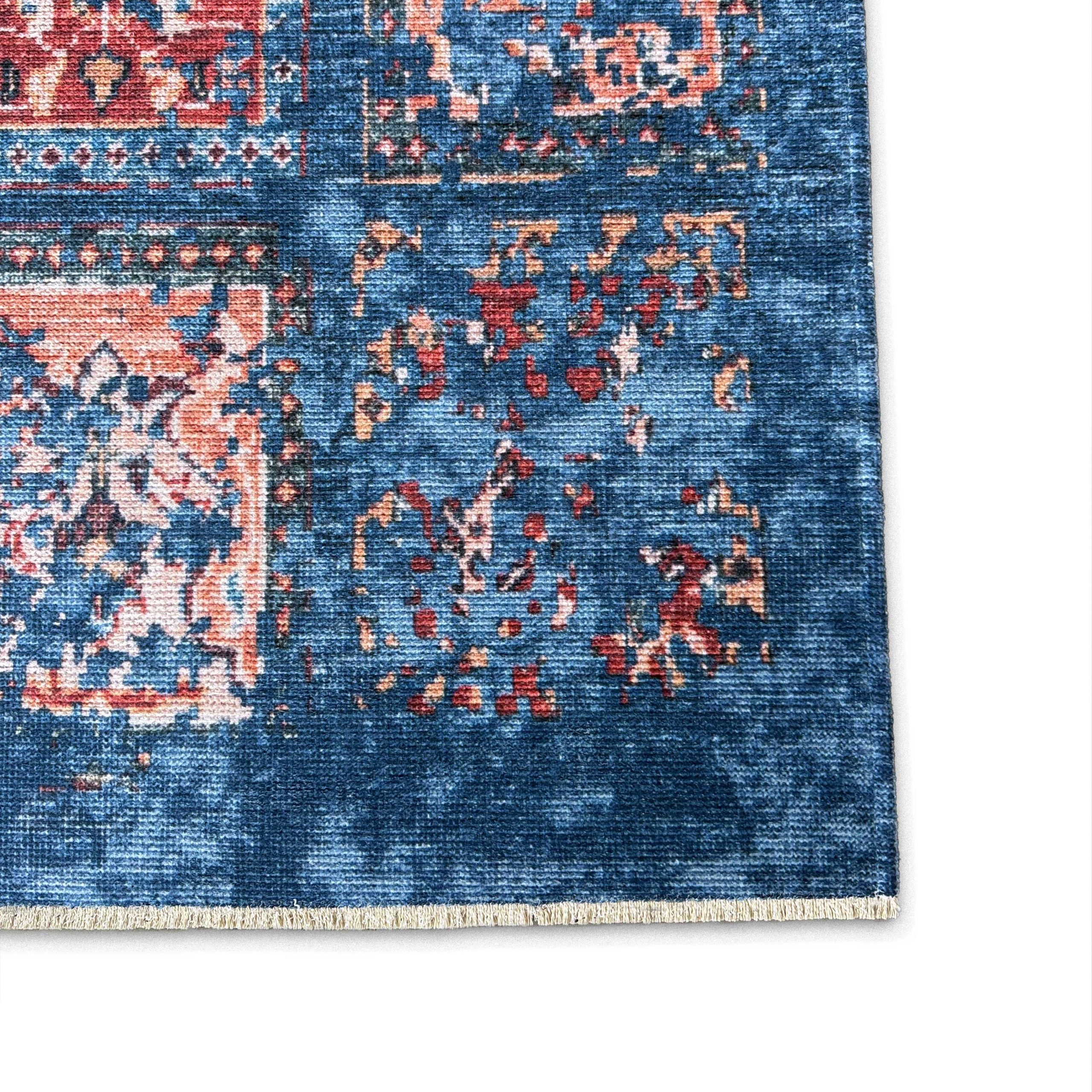 Netline Home Blue Navy Ethnic Classic Vintage Machine Washable Chenille Rug Design 3005-01 - Gallery Image 3 - Netline Home