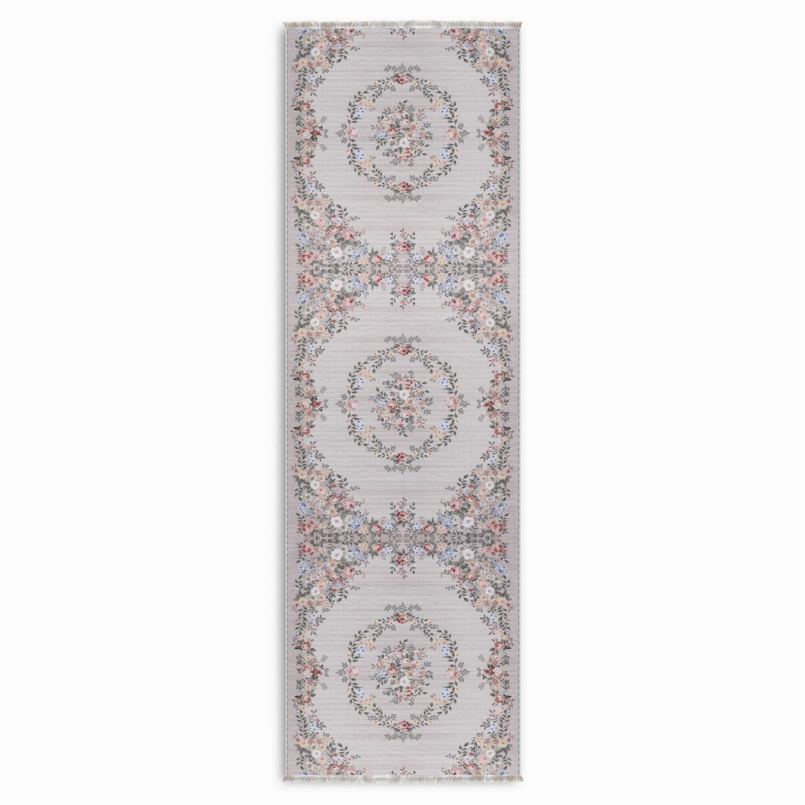 Netline Home Cream White Ethnic Classic Vintage Machine Washable Chenille Rug Design 3007-01 - Gallery Image 5 - Netline Home
