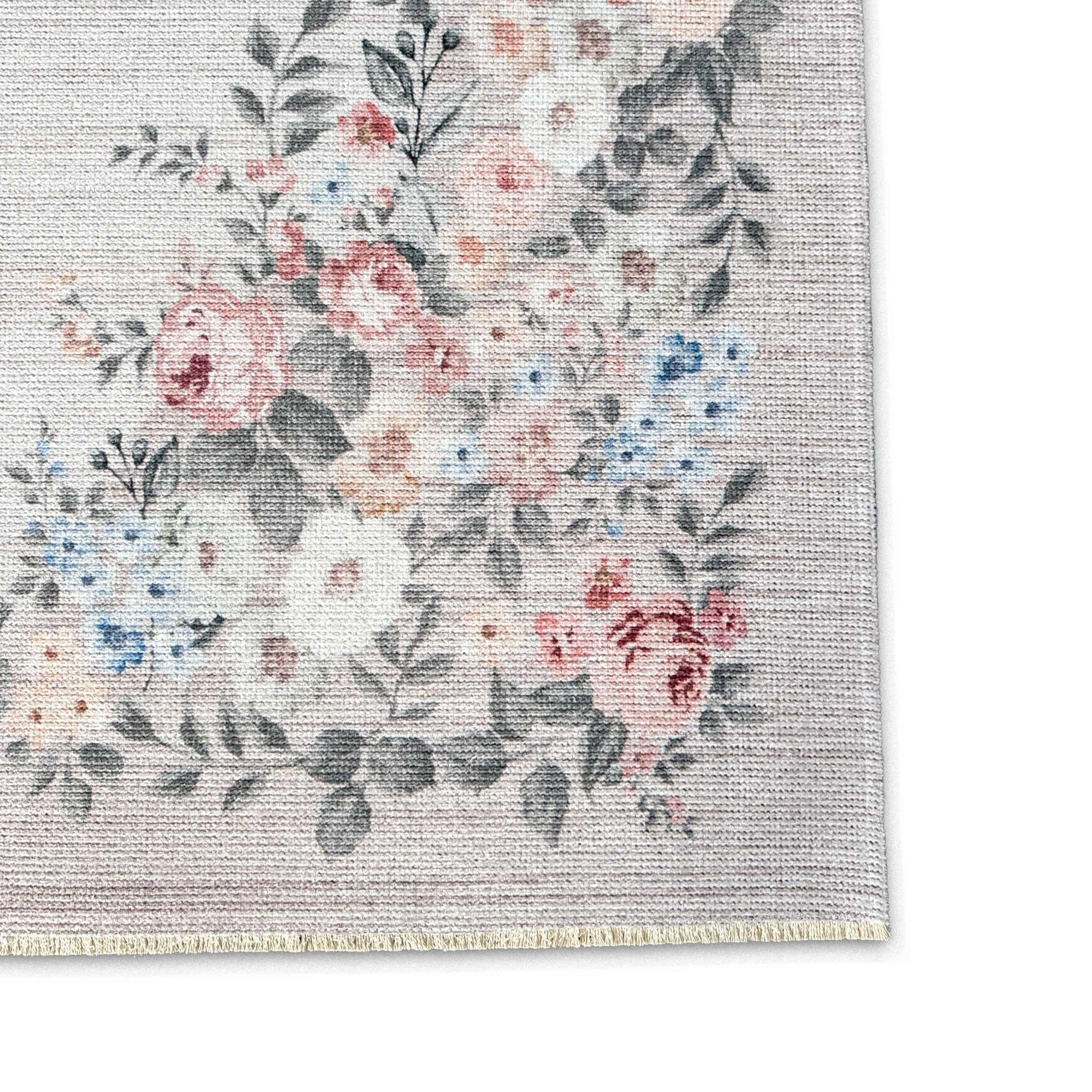Netline Home Cream White Ethnic Classic Vintage Machine Washable Chenille Rug Design 3007-01 - Gallery Image 3 - Netline Home