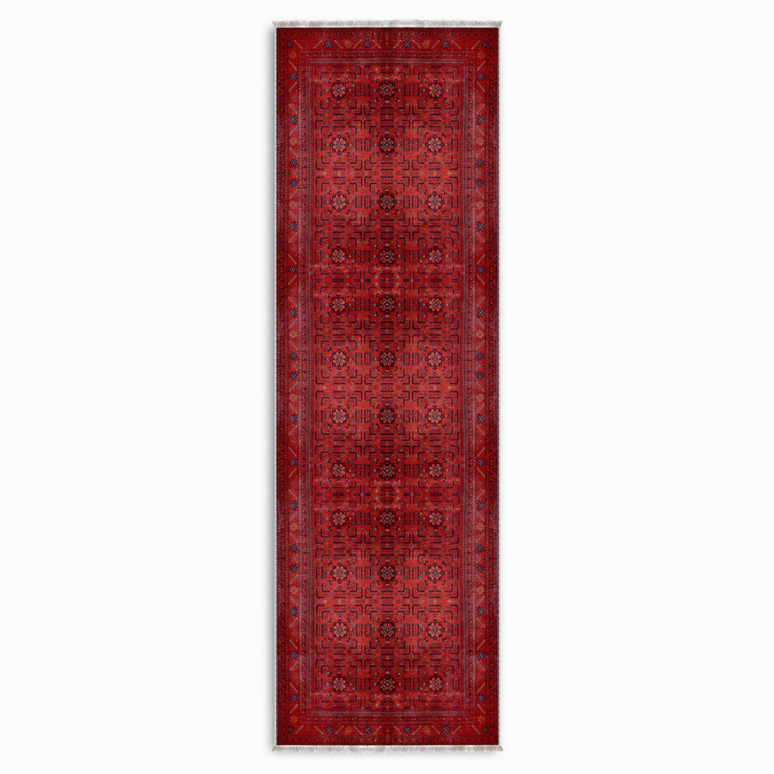 Netline Home Red Burgundy Ethnic Classic Vintage Machine Washable Chenille Rug Design 3009-01 - Gallery Image 5 - Netline Home