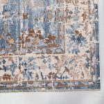 Bej Mavi Tasarım Şönil Halı Kilim Yolluk Kaymaz Yıkanabilir Saçaklı Oturma Odası Mutfak Koridor 2220-01 - Görsel 3