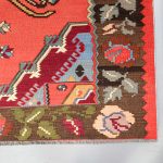 Pembe Kırmızı Eskitme Nostalji Anadolu Kilim Şönil Halı Yolluk Kaymaz Saçaklı Yıkanabilir 3016 - Görsel 3