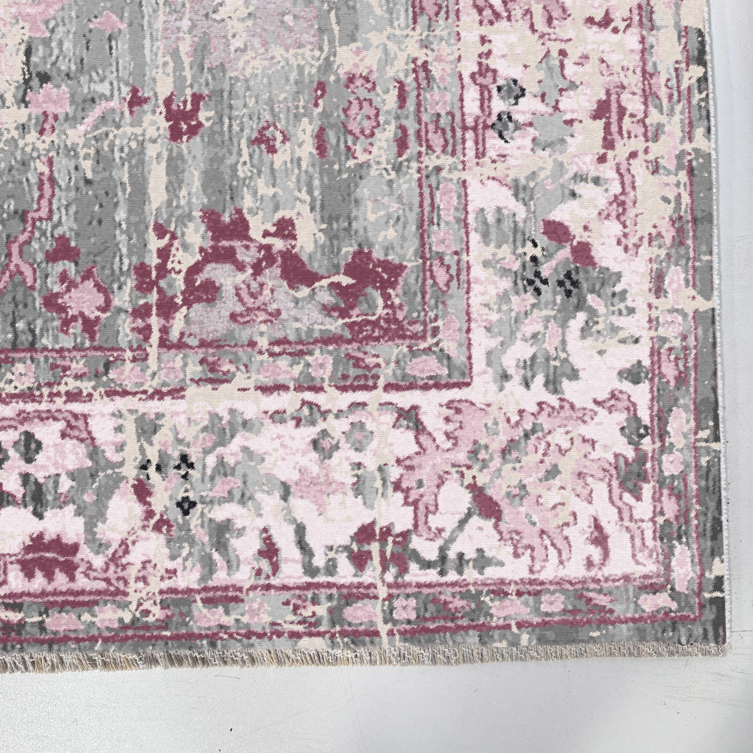 Netline Home Pink Fuchsia Ethnic Classic Vintage Machine Washable Chenille Rug Design 2220-02 - Gallery Image 3 - Netline Home