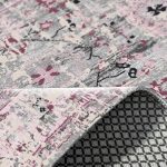 Gri Pembe Tasarım Şönil Halı Kilim Yolluk Kaymaz Yıkanabilir Saçaklı Oturma Odası Mutfak Koridor 2220-02 - Görsel 5