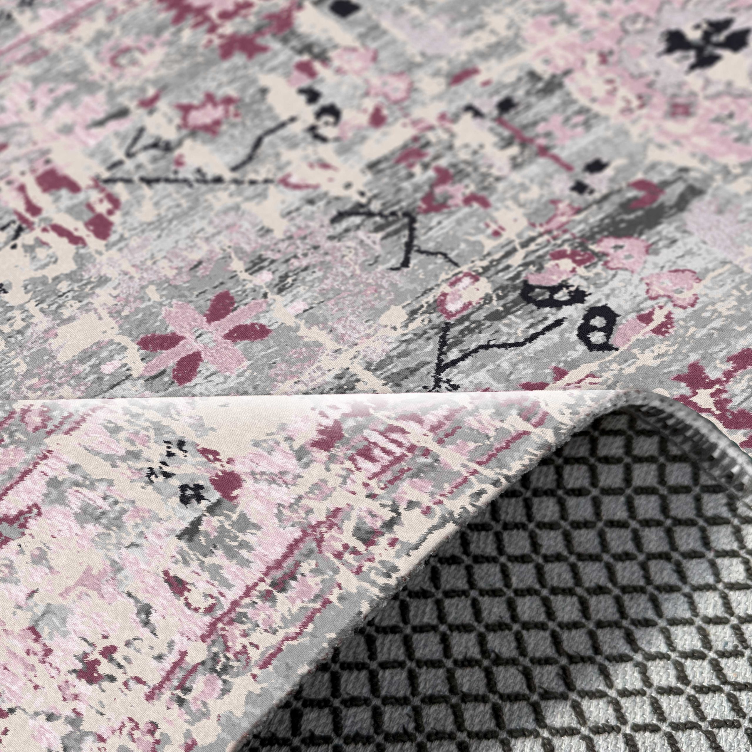 Netline Home Pink Fuchsia Ethnic Classic Vintage Machine Washable Chenille Rug Design 2220-02 - Gallery Image 5 - Netline Home