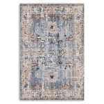 Bej Mavi Tasarım Şönil Halı Kilim Yolluk Kaymaz Yıkanabilir Saçaklı Oturma Odası Mutfak Koridor 2220-01