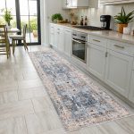 Bej Mavi Tasarım Şönil Halı Kilim Yolluk Kaymaz Yıkanabilir Saçaklı Oturma Odası Mutfak Koridor 2220-01 - Görsel 7