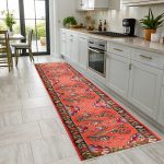 Pembe Kırmızı Eskitme Nostalji Anadolu Kilim Şönil Halı Yolluk Kaymaz Saçaklı Yıkanabilir 3016 - Görsel 7