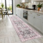 Gri Pembe Tasarım Şönil Halı Kilim Yolluk Kaymaz Yıkanabilir Saçaklı Oturma Odası Mutfak Koridor 2220-02 - Görsel 7