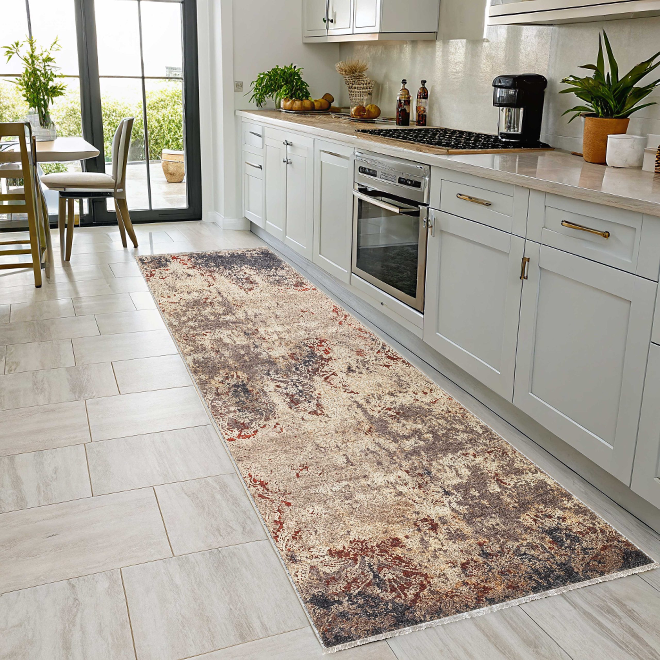 Netline Home Gray Silver Mink Brown Ethnic Classic Vintage Machine Washable Chenille Rug Design 3015 - Gallery Image 6 - Netline Home