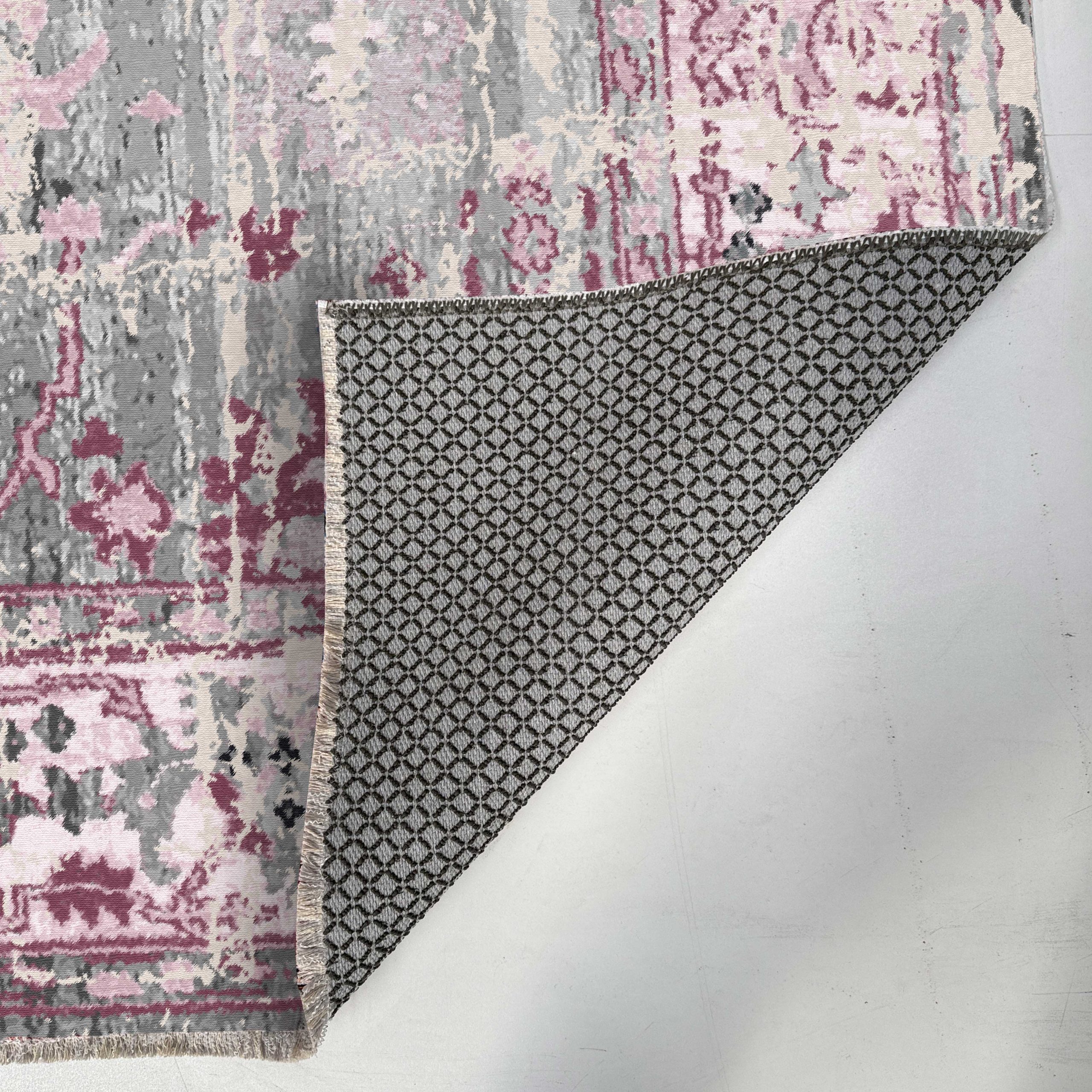 Netline Home Pink Fuchsia Ethnic Classic Vintage Machine Washable Chenille Rug Design 2220-02 - Gallery Image 4 - Netline Home