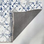 Tasarım Şönil Halı Kilim Yolluk Kaymaz Kendinden Saçaklı Yıkanabilir Mavi Gri Mutfak Salon Koridor 1211 - Görsel 4