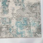 Etnik Turkuaz Gri Şönil Halı Kilim Yolluk Kaymaz Yıkanabilir Kendinden Saçaklı Mutfak Koridor Salon 491 - Görsel 3